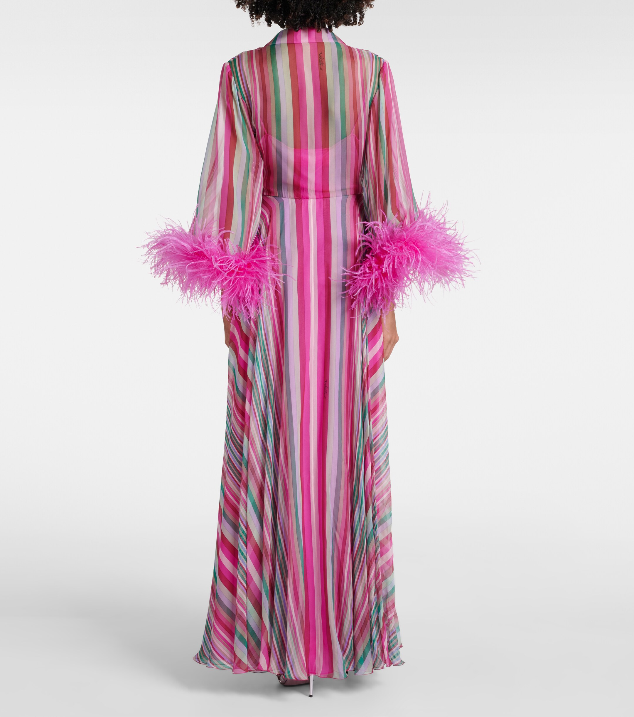 Valentino Feather-trimmed silk chiffon gown thumbnail