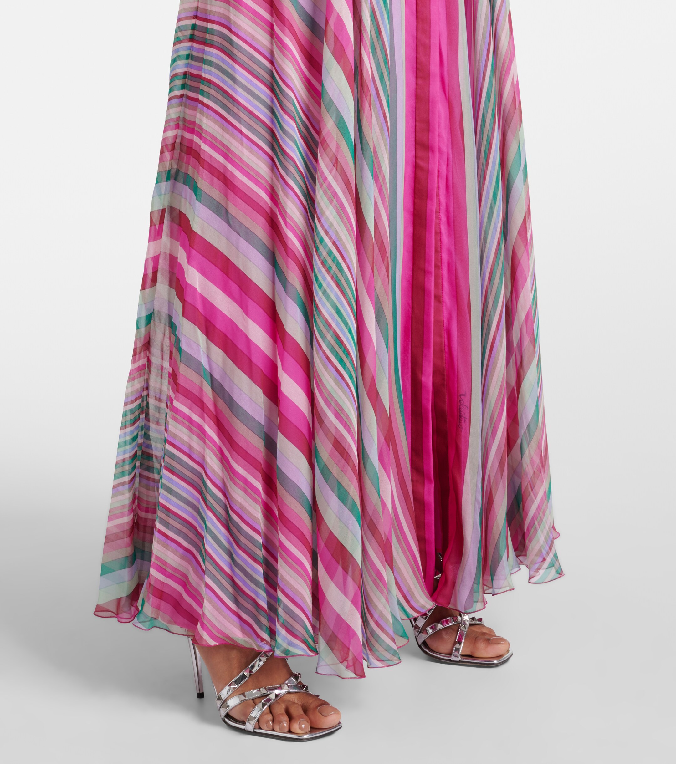Valentino Feather-trimmed silk chiffon gown thumbnail
