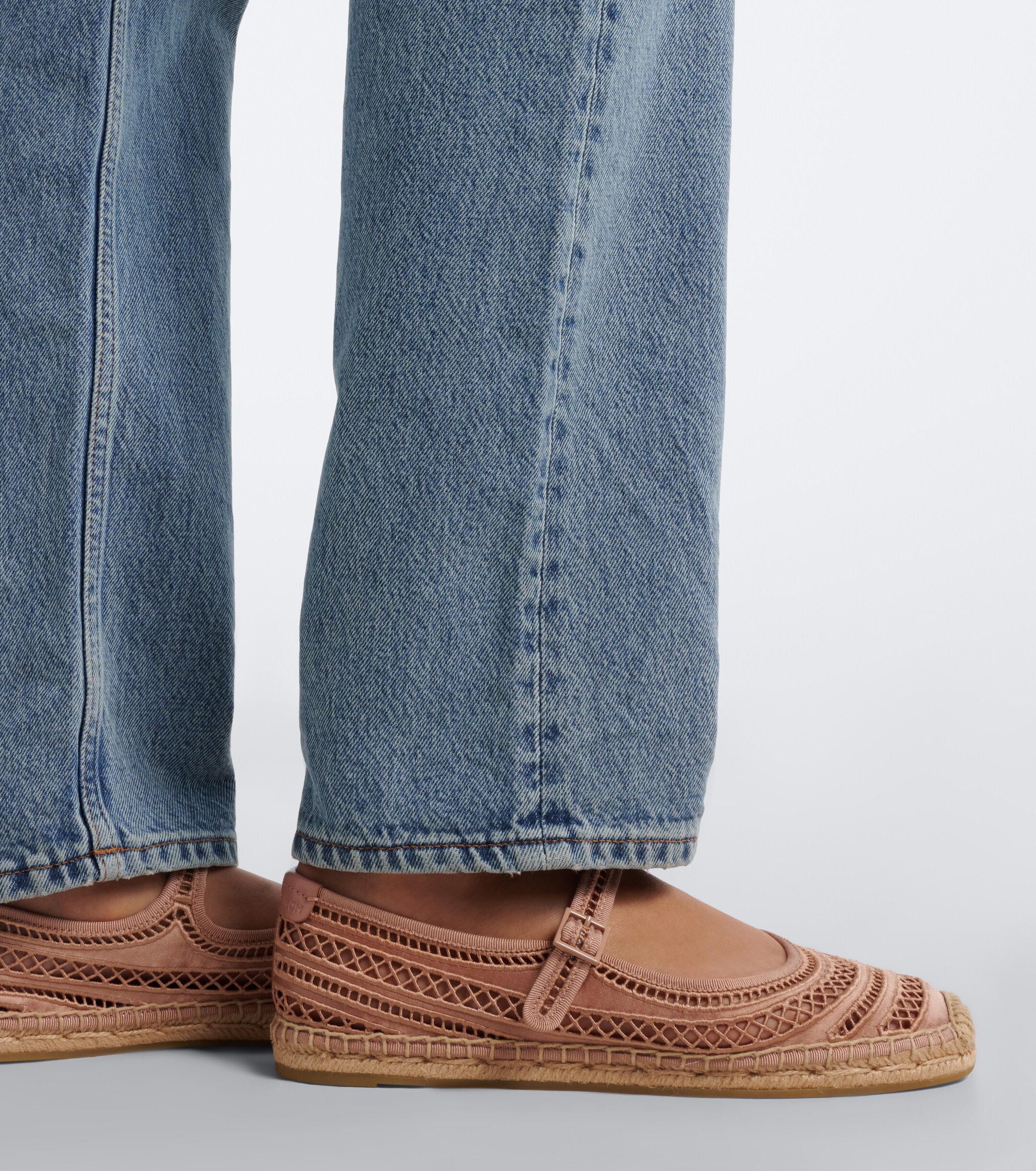 Tory Burch Tory Burch Open Weave Mary Jane satin espadrilles