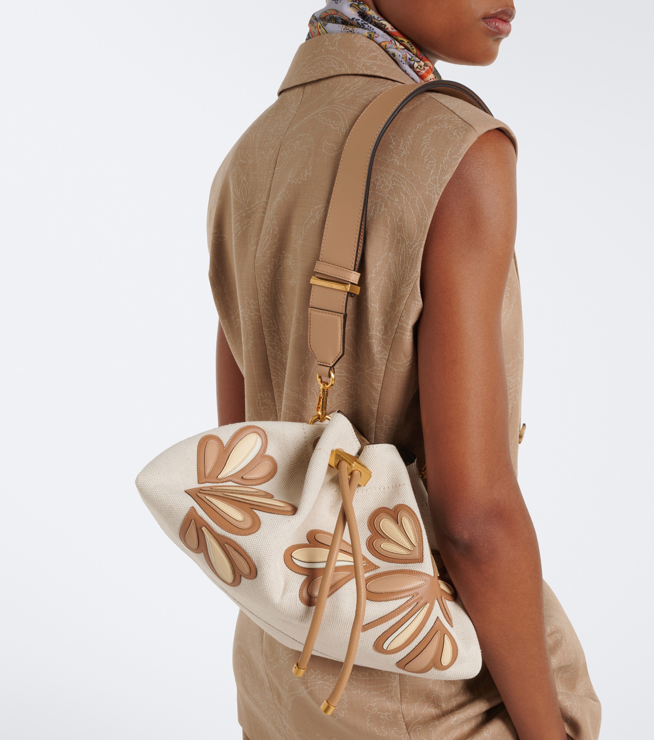 JIMMY CHOO Cinch Medium leather-trimmed bucket bag