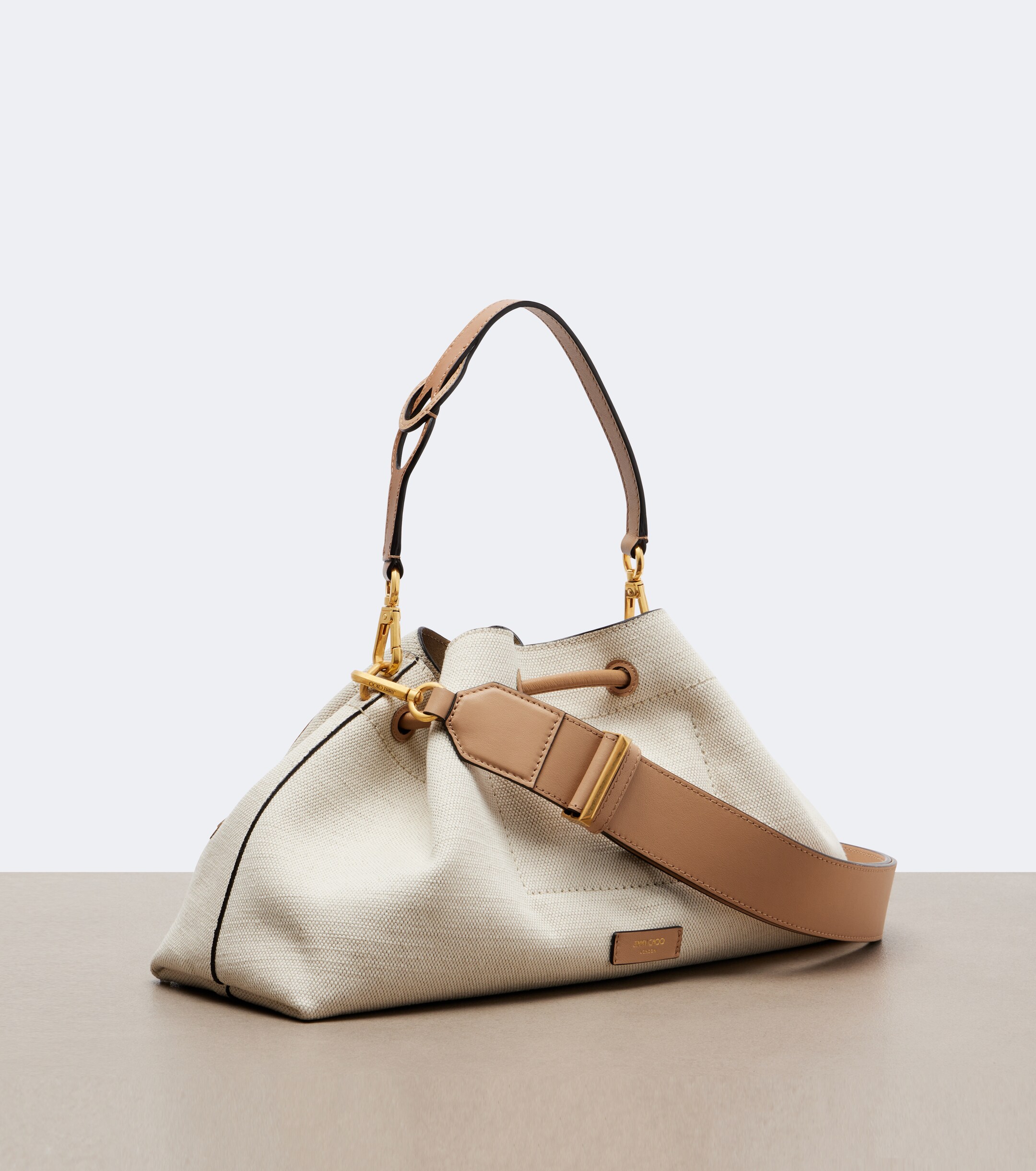 JIMMY CHOO Cinch Medium leather-trimmed bucket bag