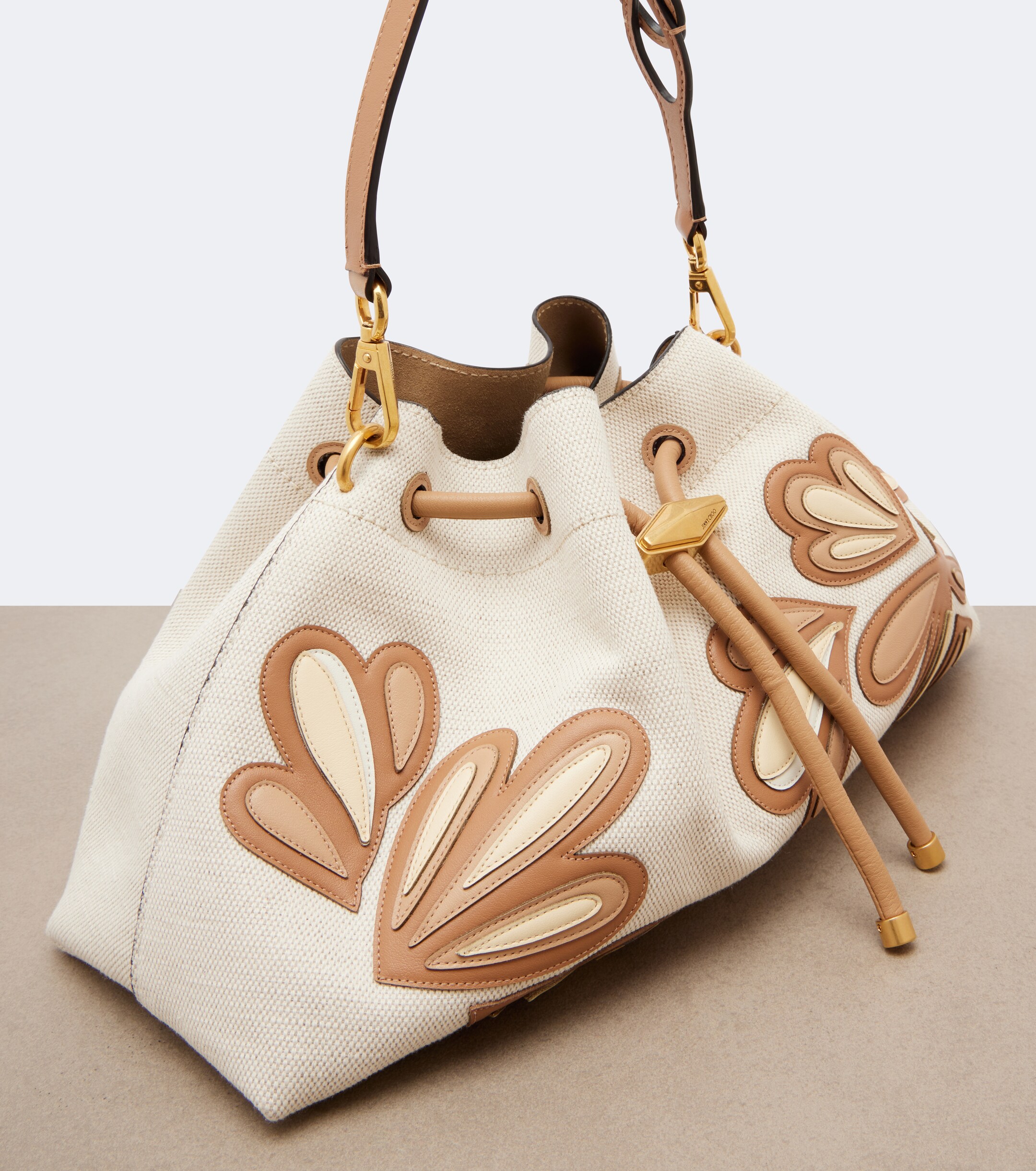 JIMMY CHOO Cinch Medium leather-trimmed bucket bag