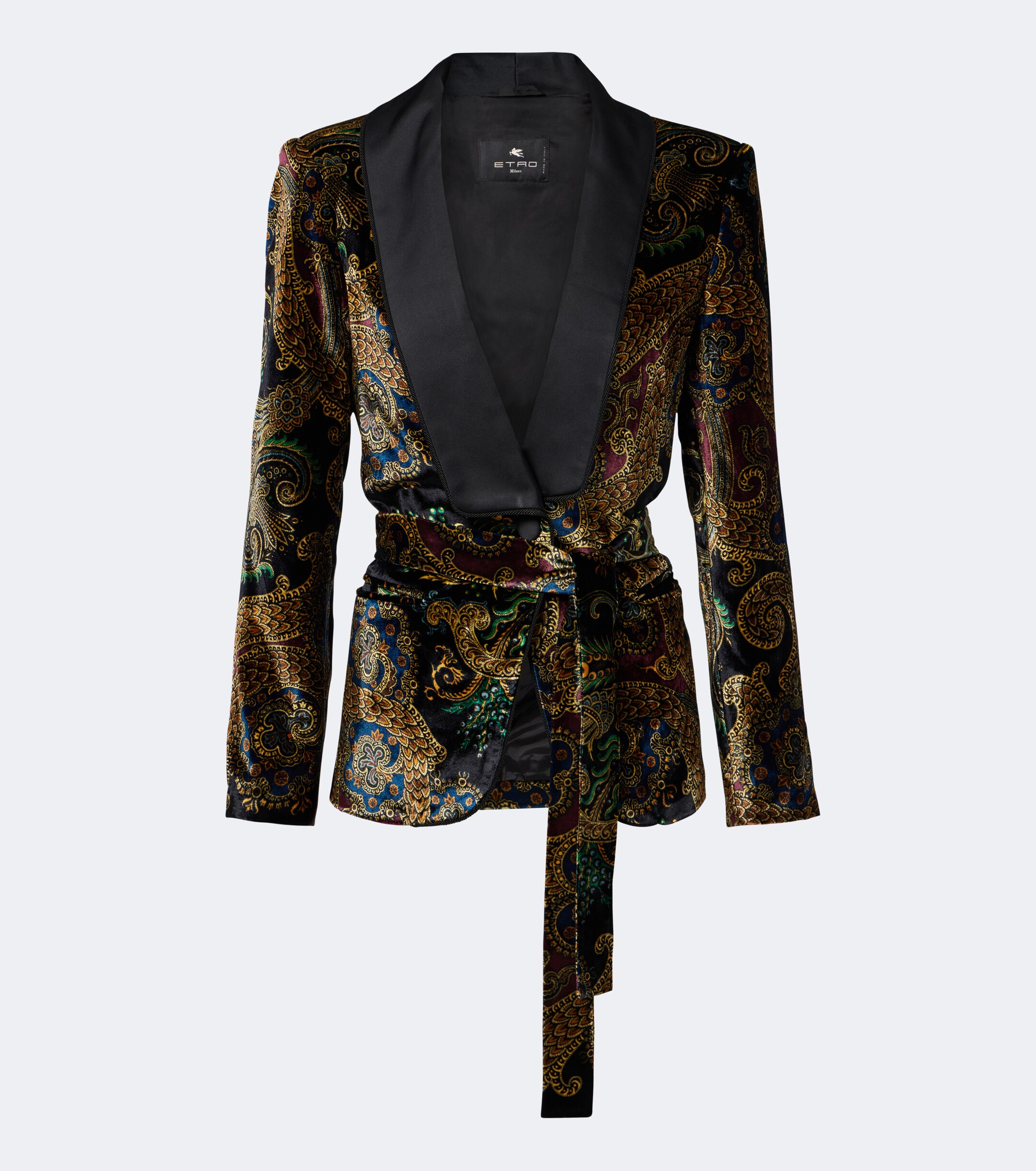 Etro Etro Belted paisley satin-trimmed velvet blazer