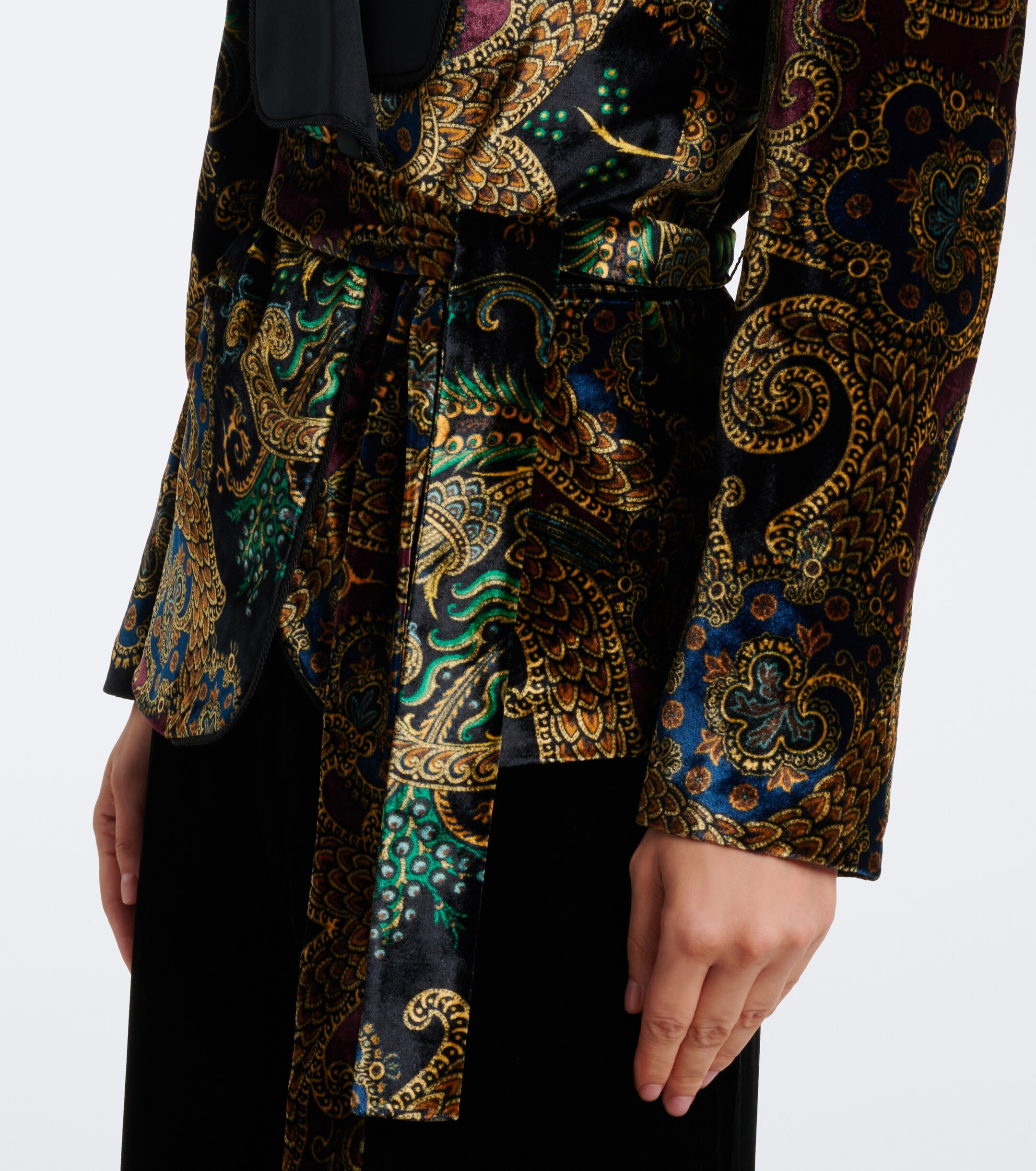 Etro Etro Belted paisley satin-trimmed velvet blazer