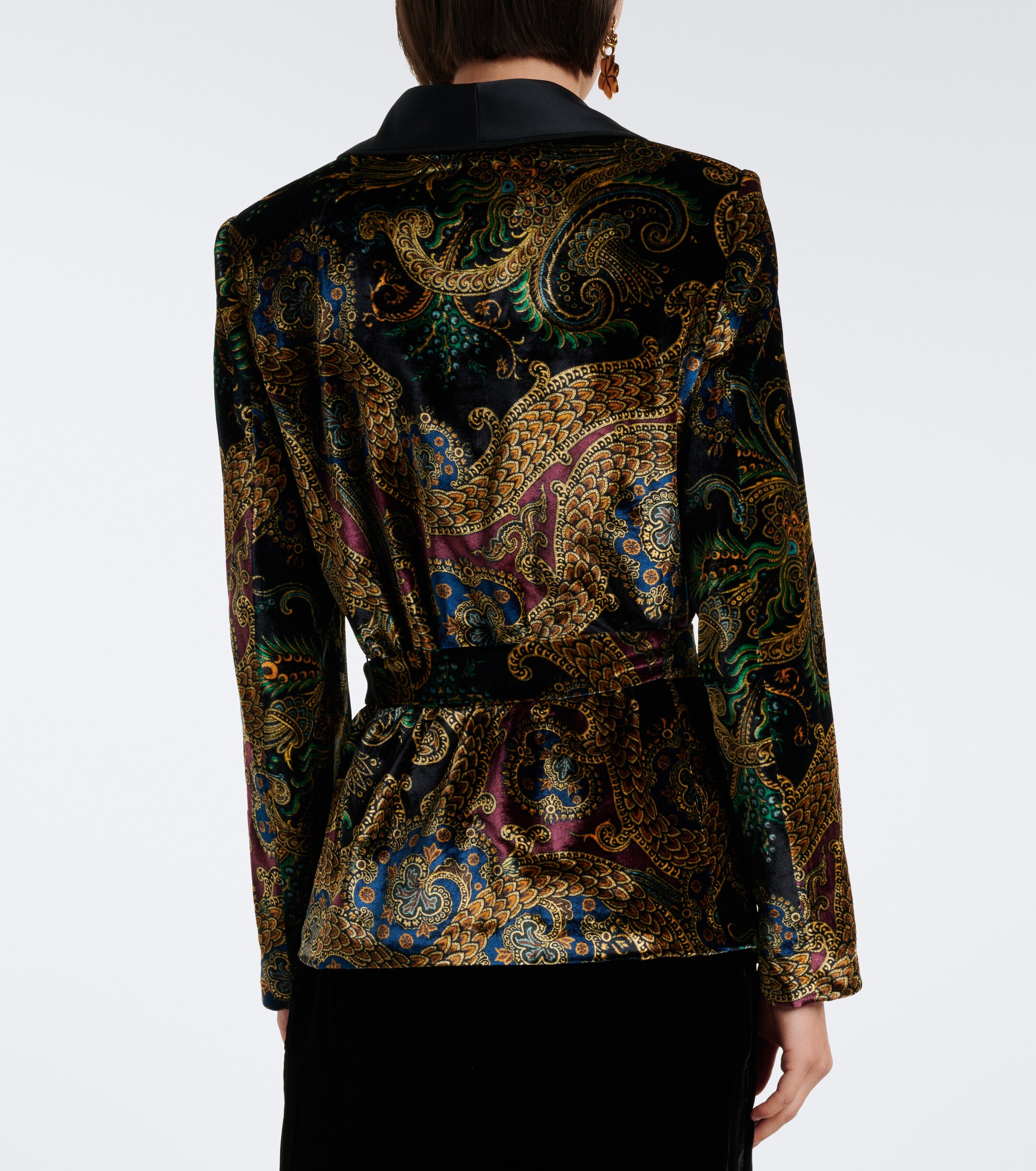 Etro Etro Belted paisley satin-trimmed velvet blazer