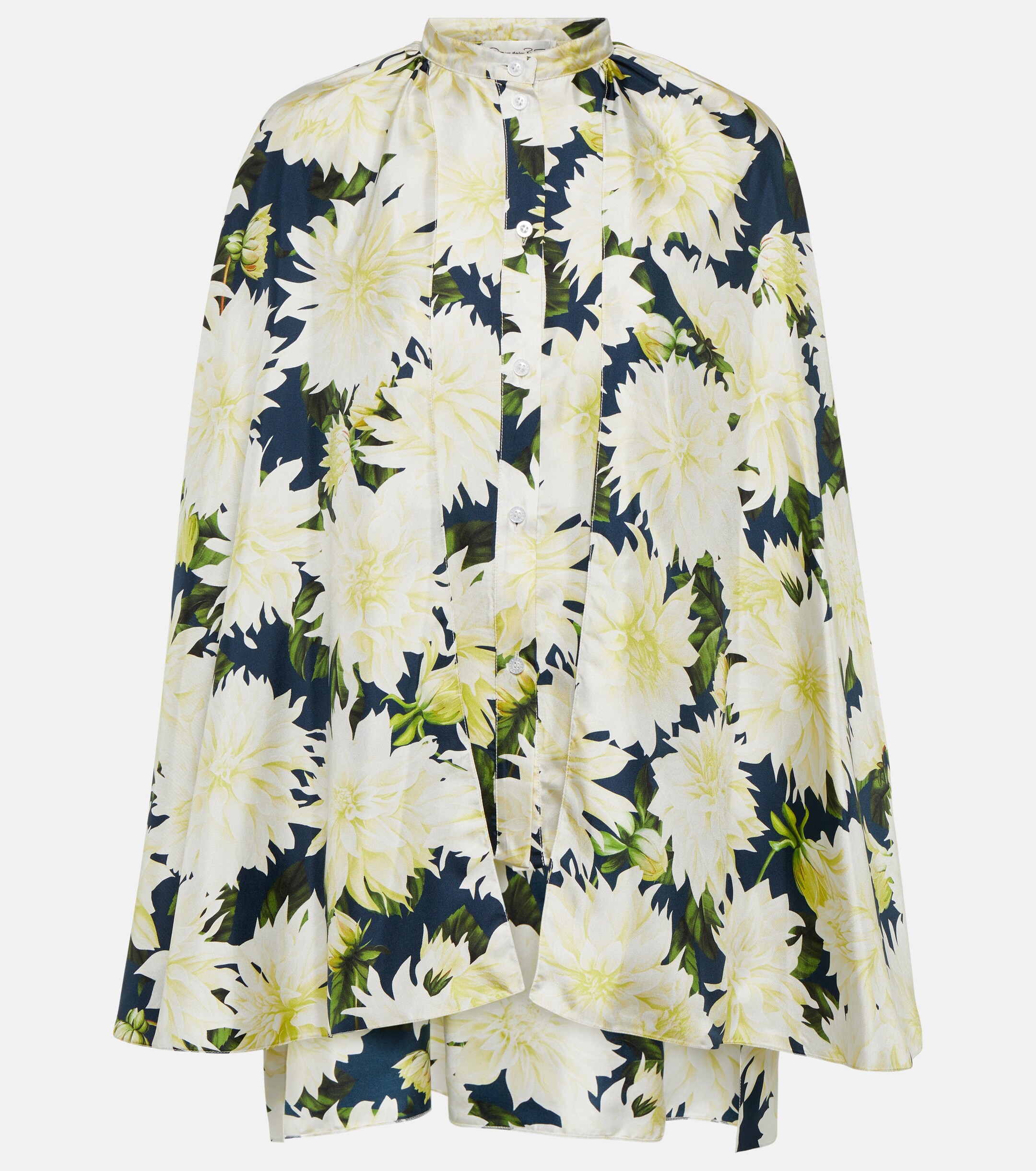 Oscar de la Renta Floral cotton-blend blouse