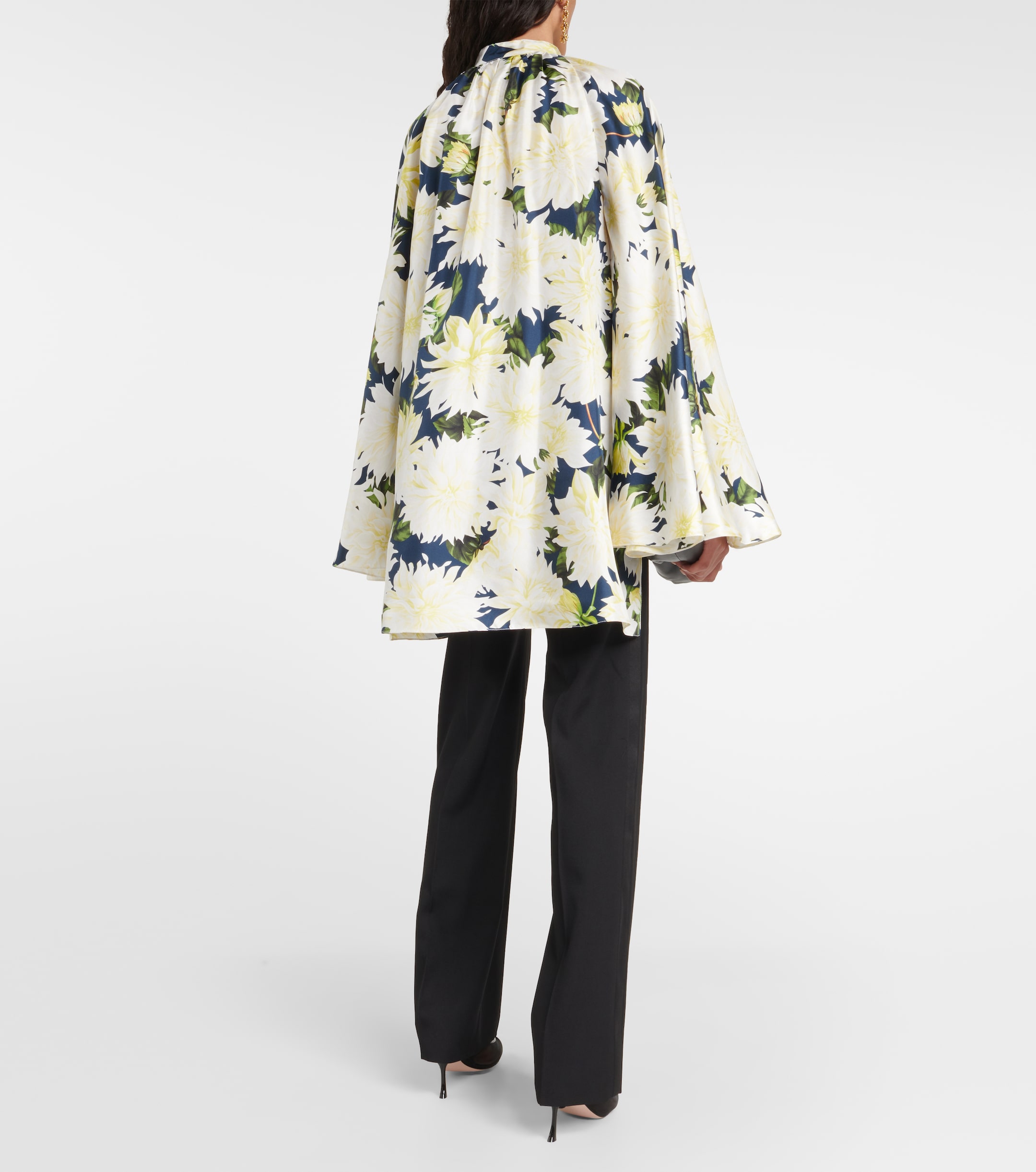 Oscar de la Renta Floral cotton-blend blouse