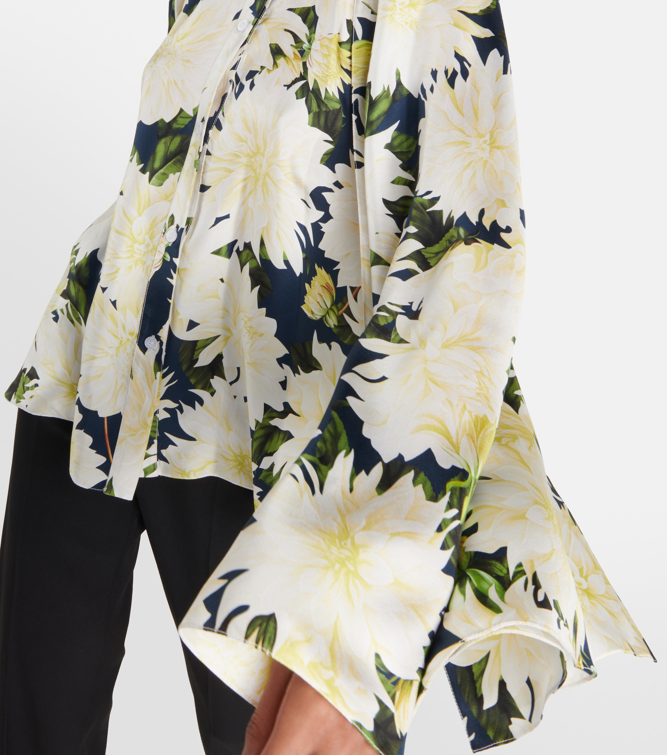 Oscar de la Renta Floral cotton-blend blouse