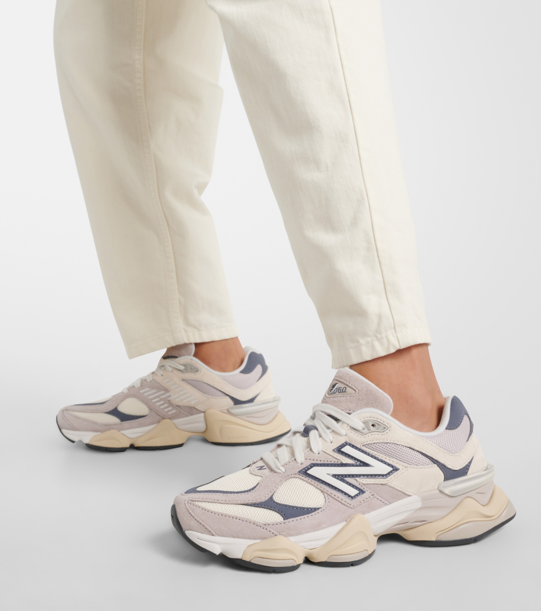 New Balance 9060 suede-trimmed sneakers