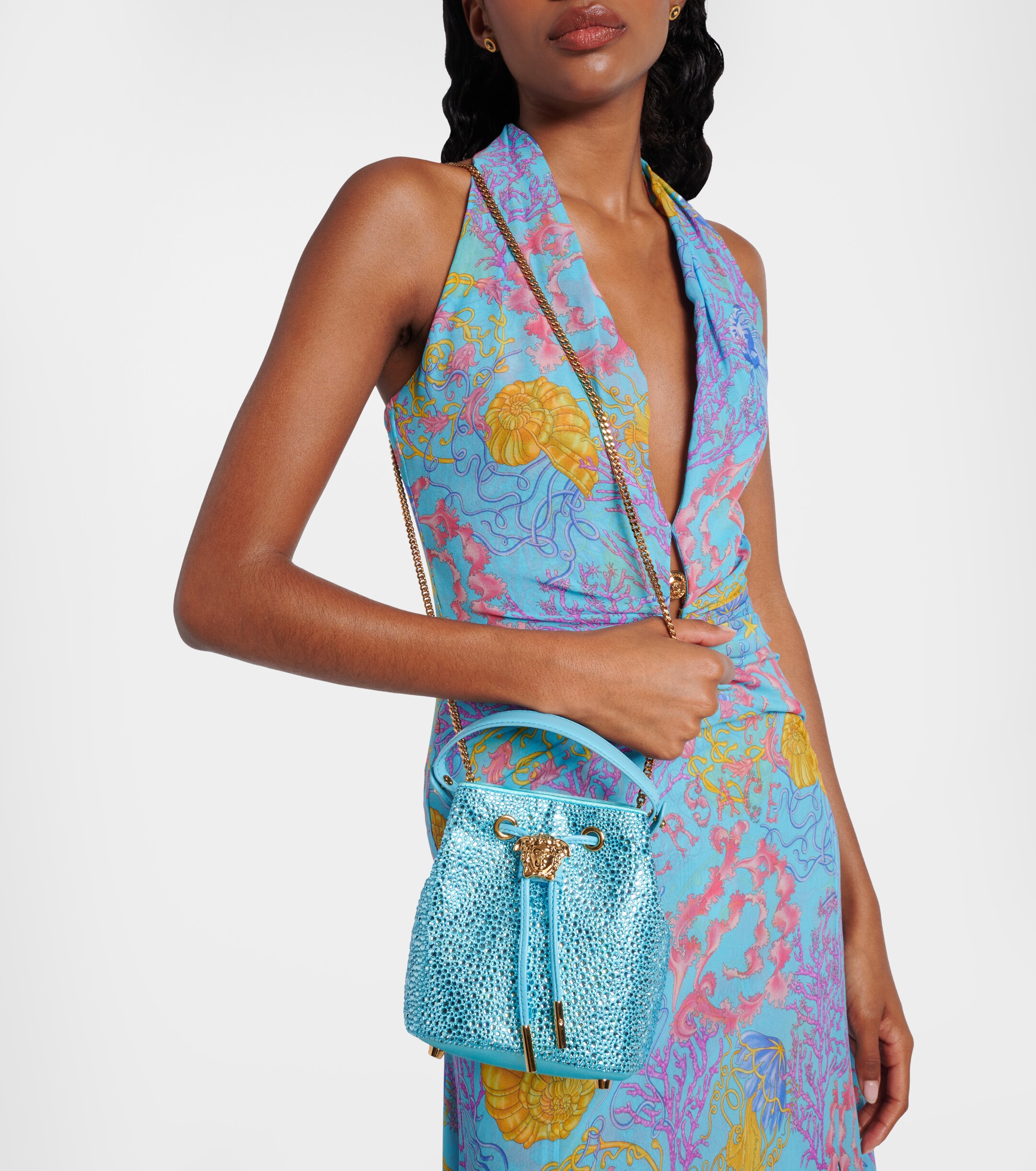 Versace La Medusa Medium embellished bucket bag