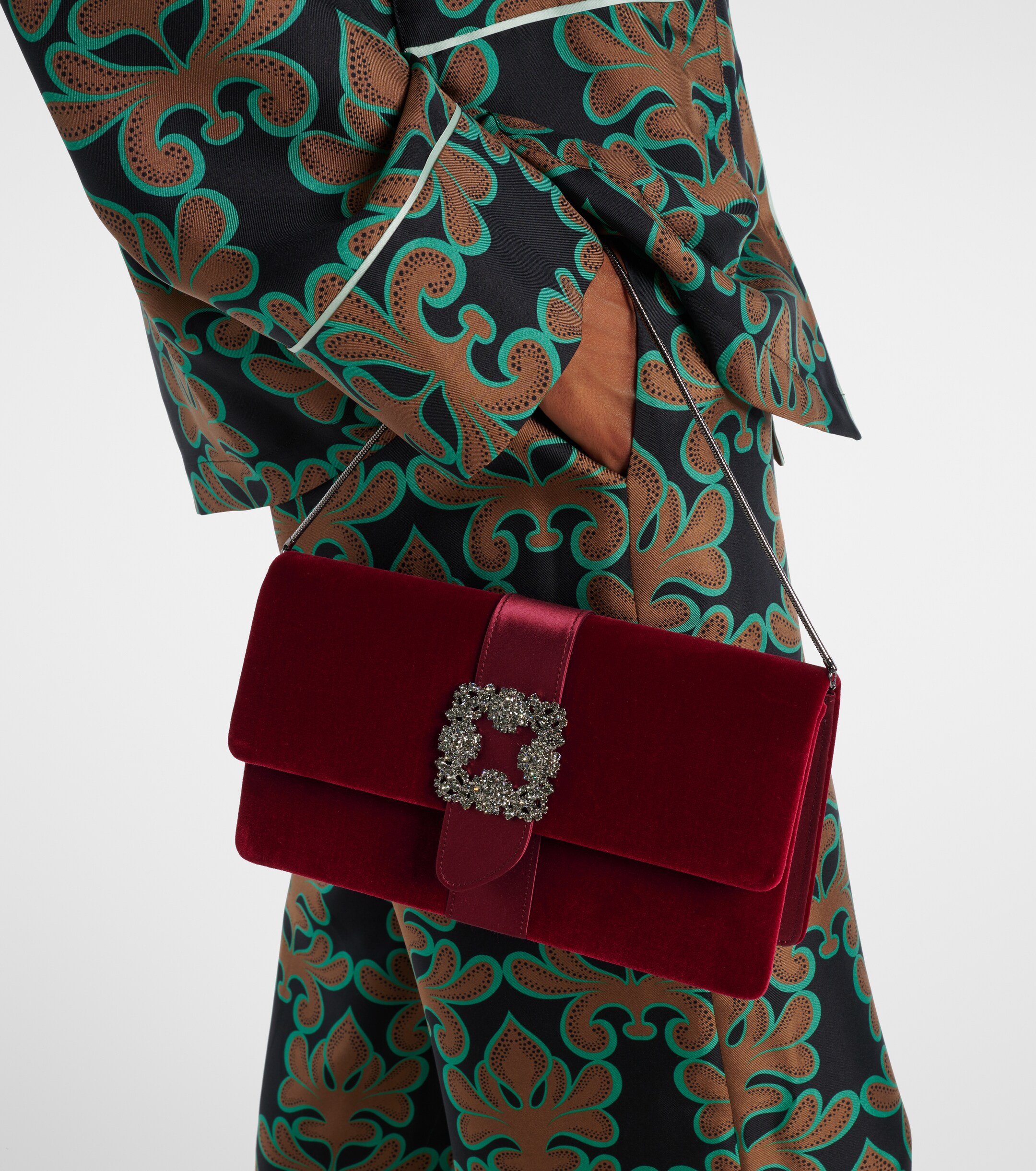 MANOLO BLAHNIK Capri embellished velvet clutch