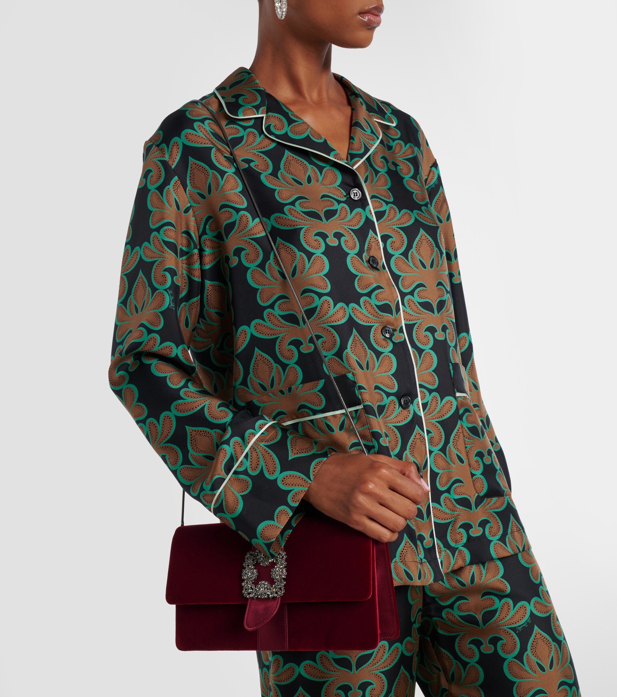 MANOLO BLAHNIK Capri embellished velvet clutch