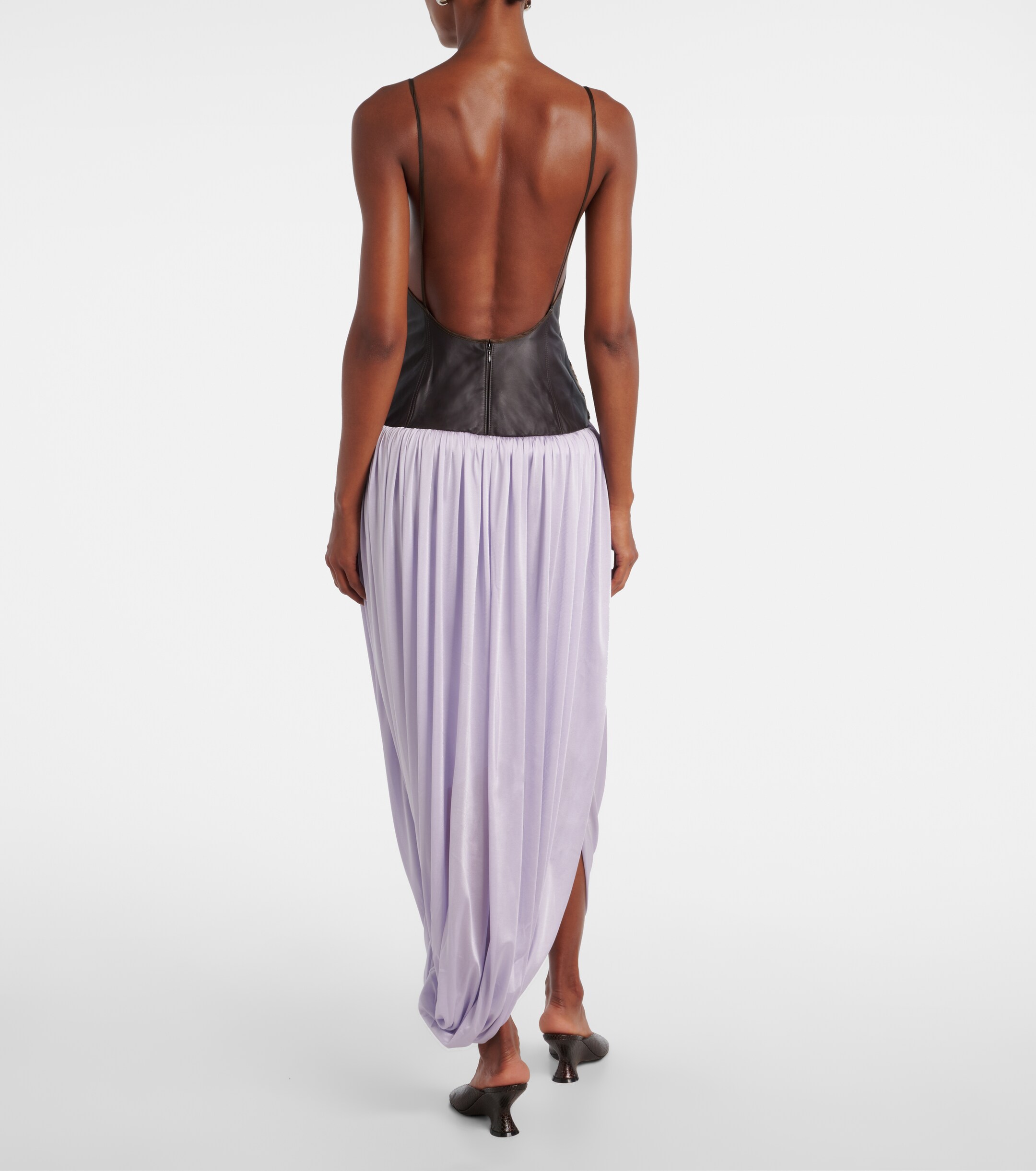 Jacques Wei Leopard-print draped maxi dress