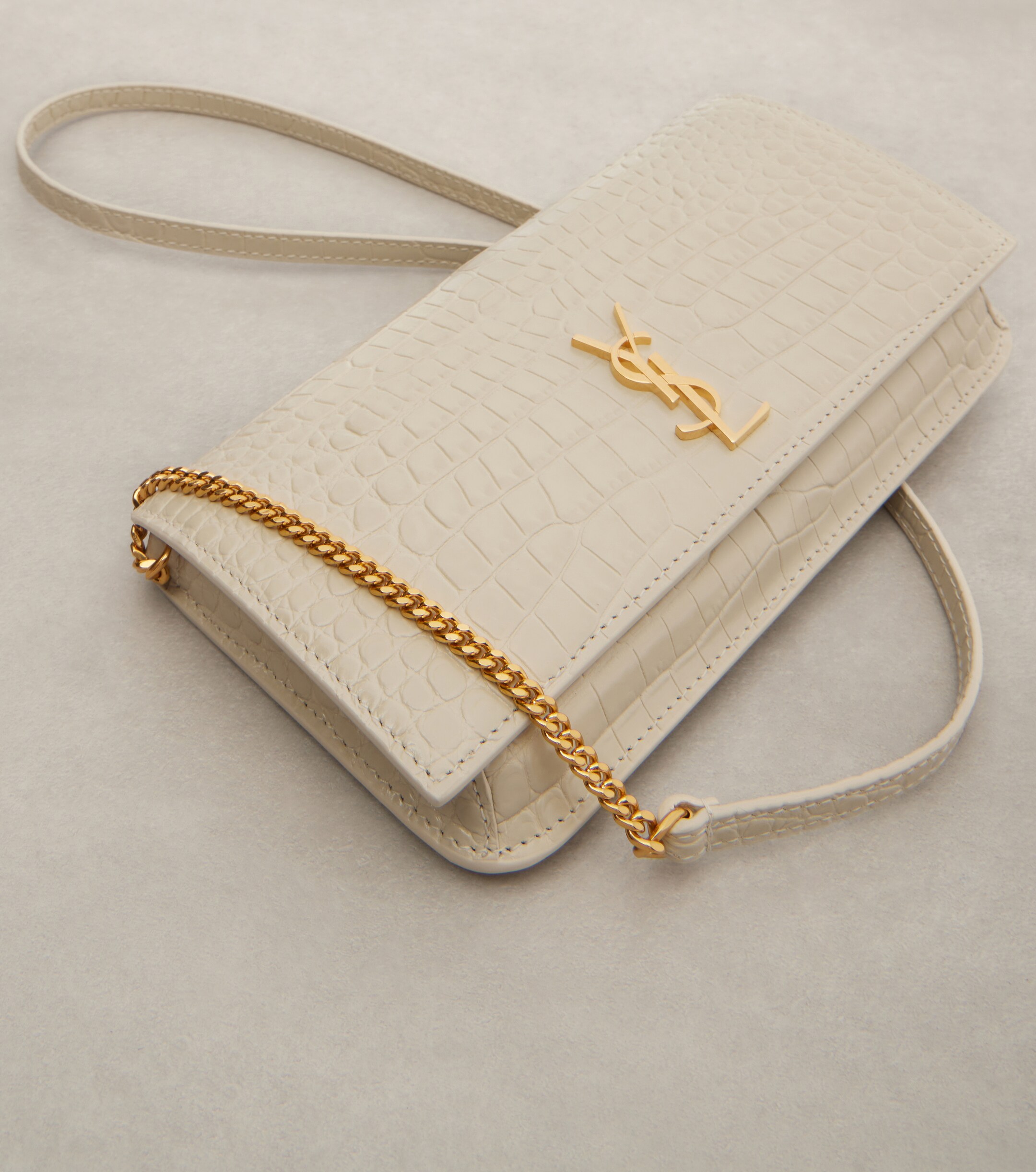 Saint Laurent Saint Laurent Cassandre Mini leather phone pouch