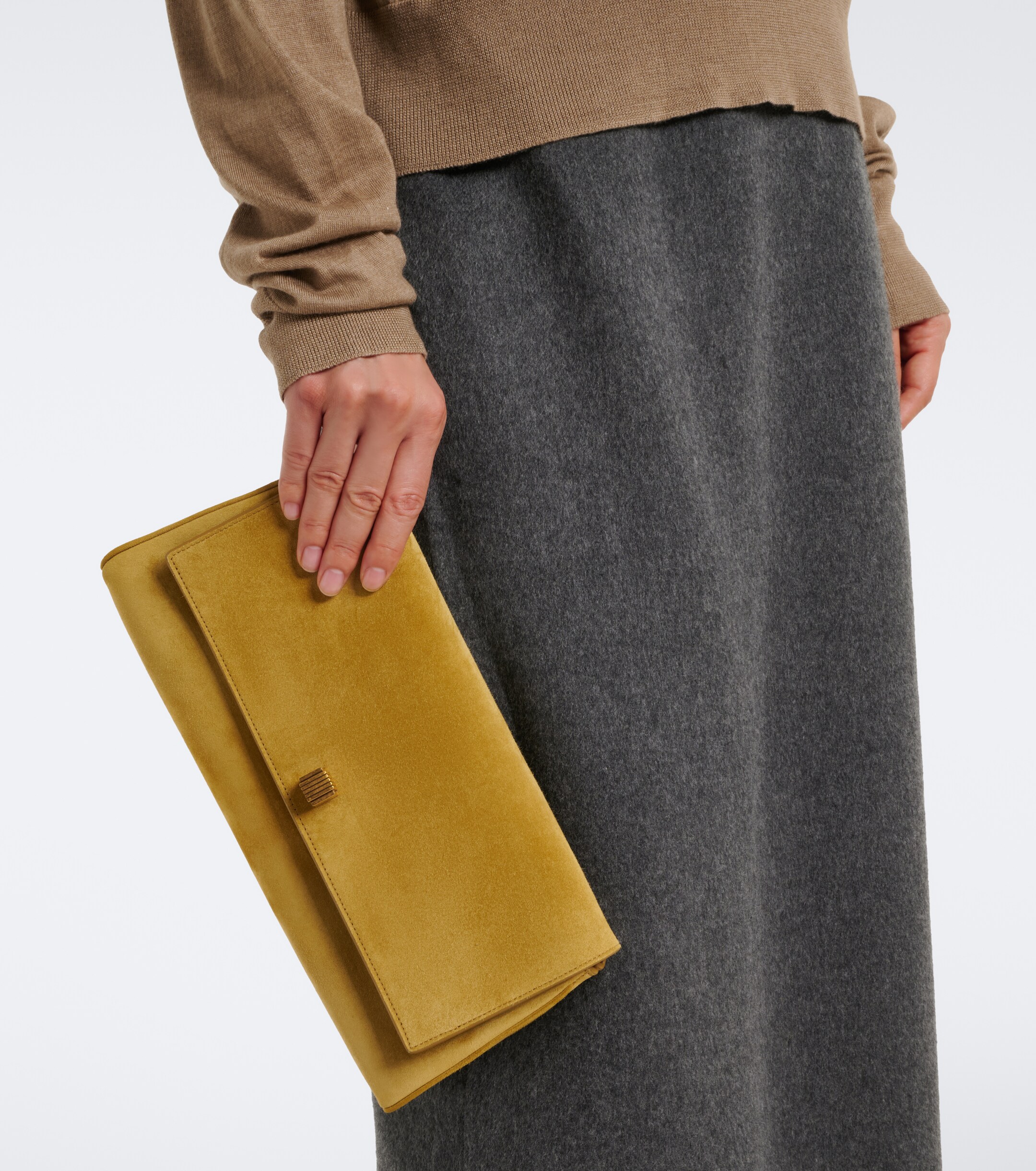 KHAITE Khaite Audrey Medium suede clutch
