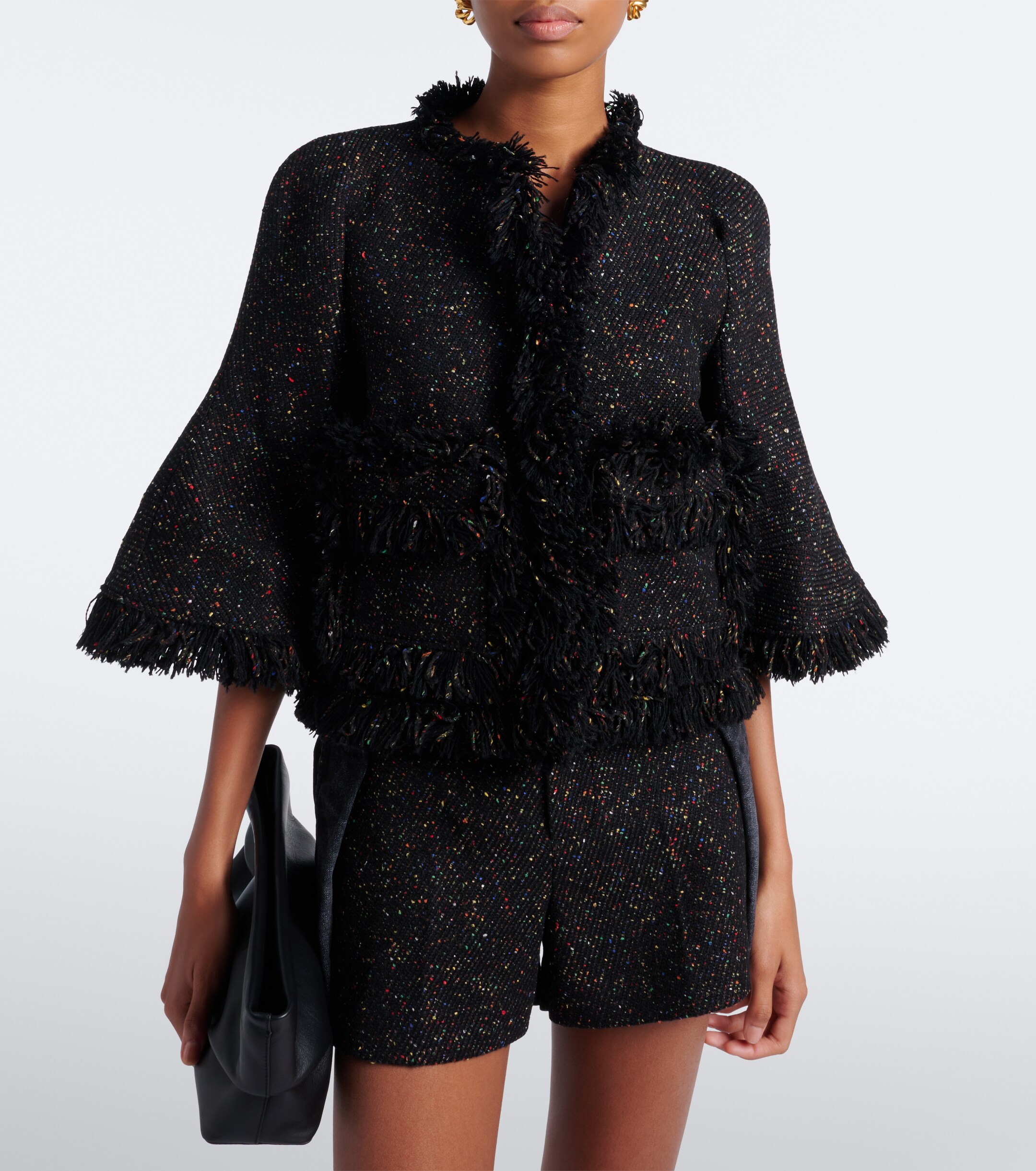 Sacai Sacai Fringed wool-blend jacket