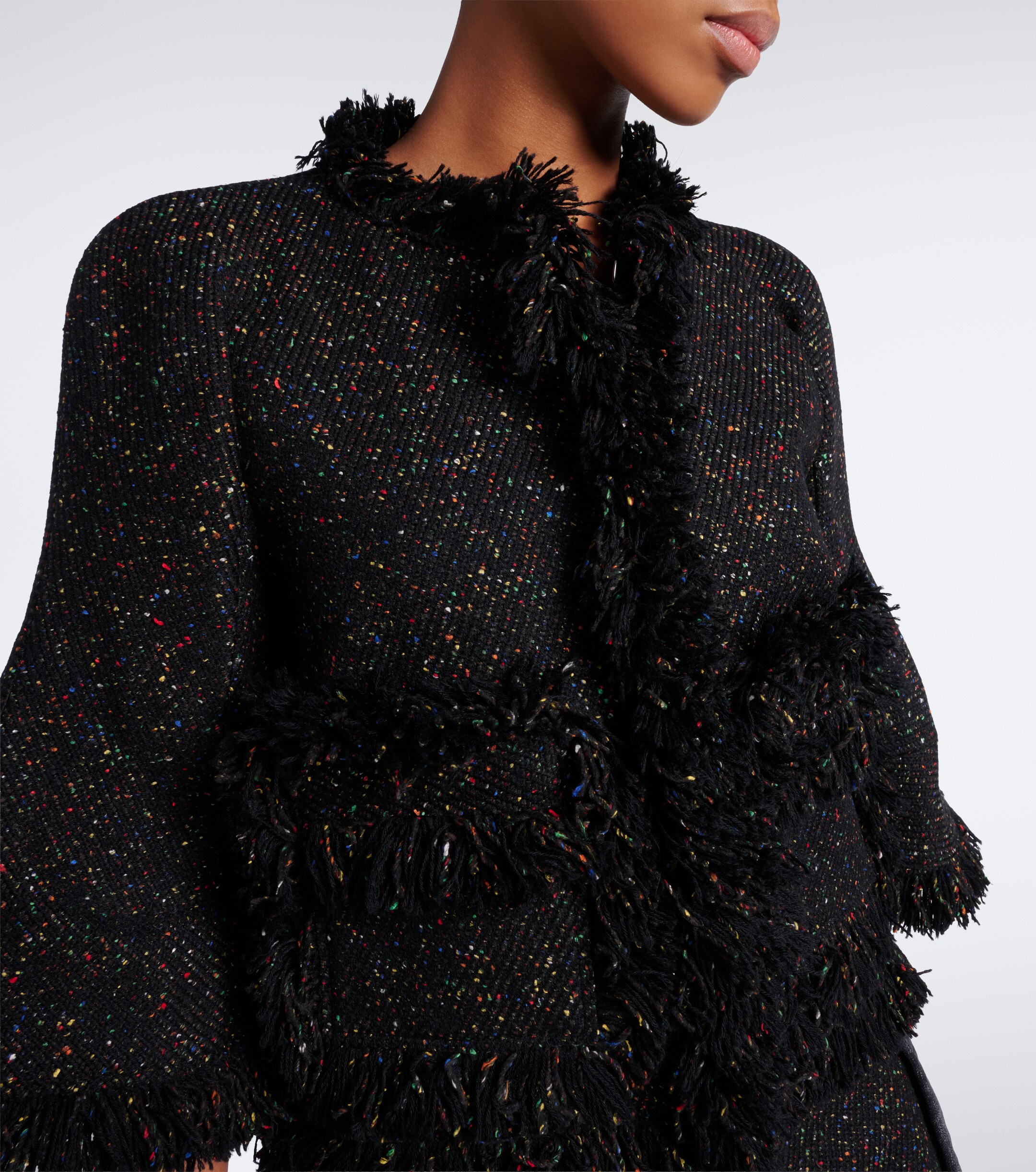 Sacai Sacai Fringed wool-blend jacket