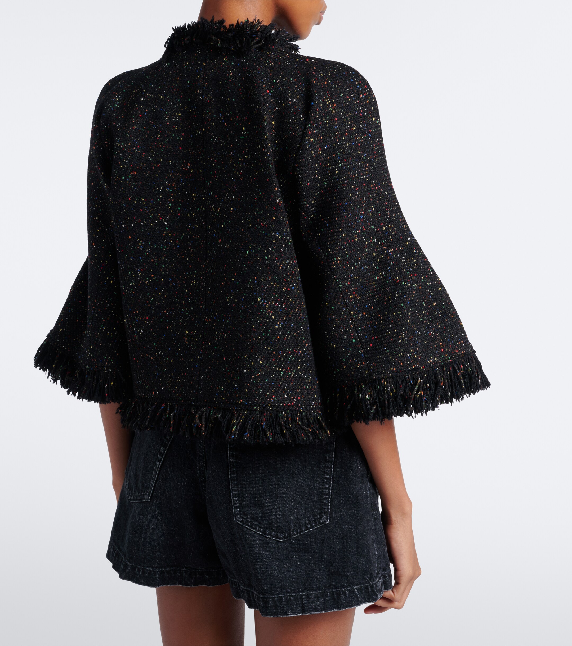 Sacai Sacai Fringed wool-blend jacket
