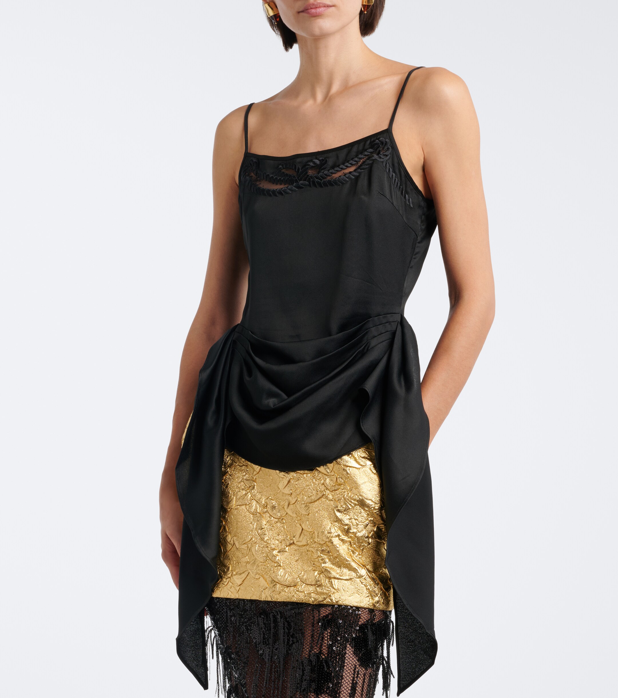 Jacques Wei Jacques Wei Embroidered draped satin camisole