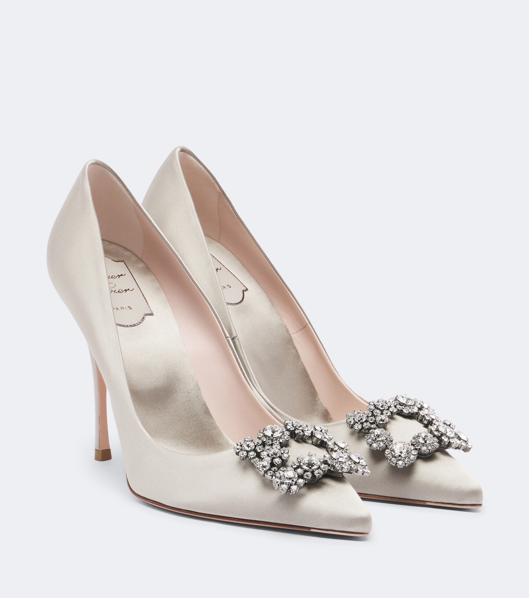 ROGER VIVIER Roger Vivier Flower Strass embellished satin pumps