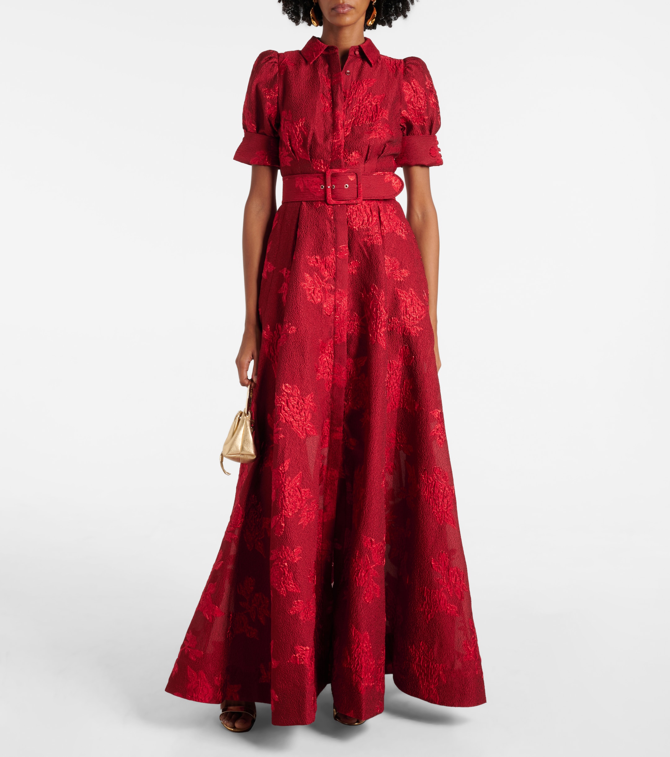 Rebecca Vallance Henrietta belted brocade gown