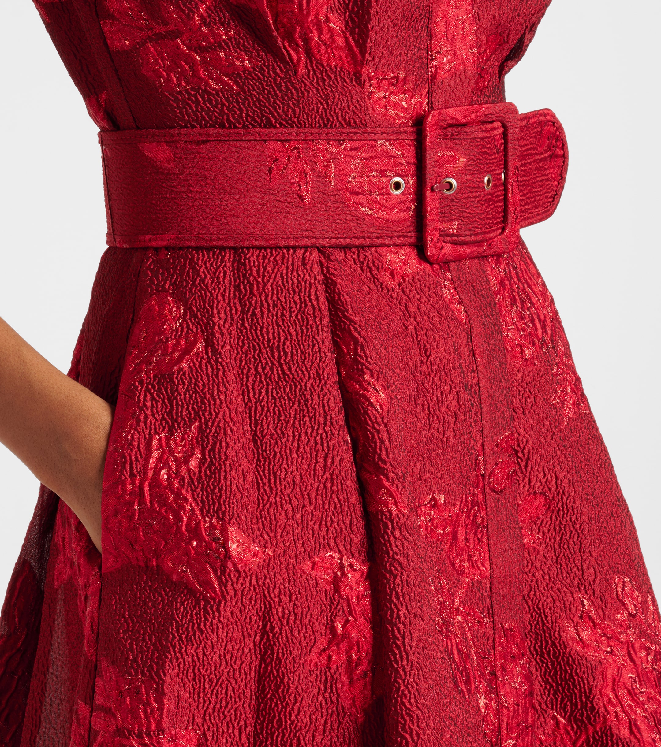 Rebecca Vallance Henrietta belted brocade gown