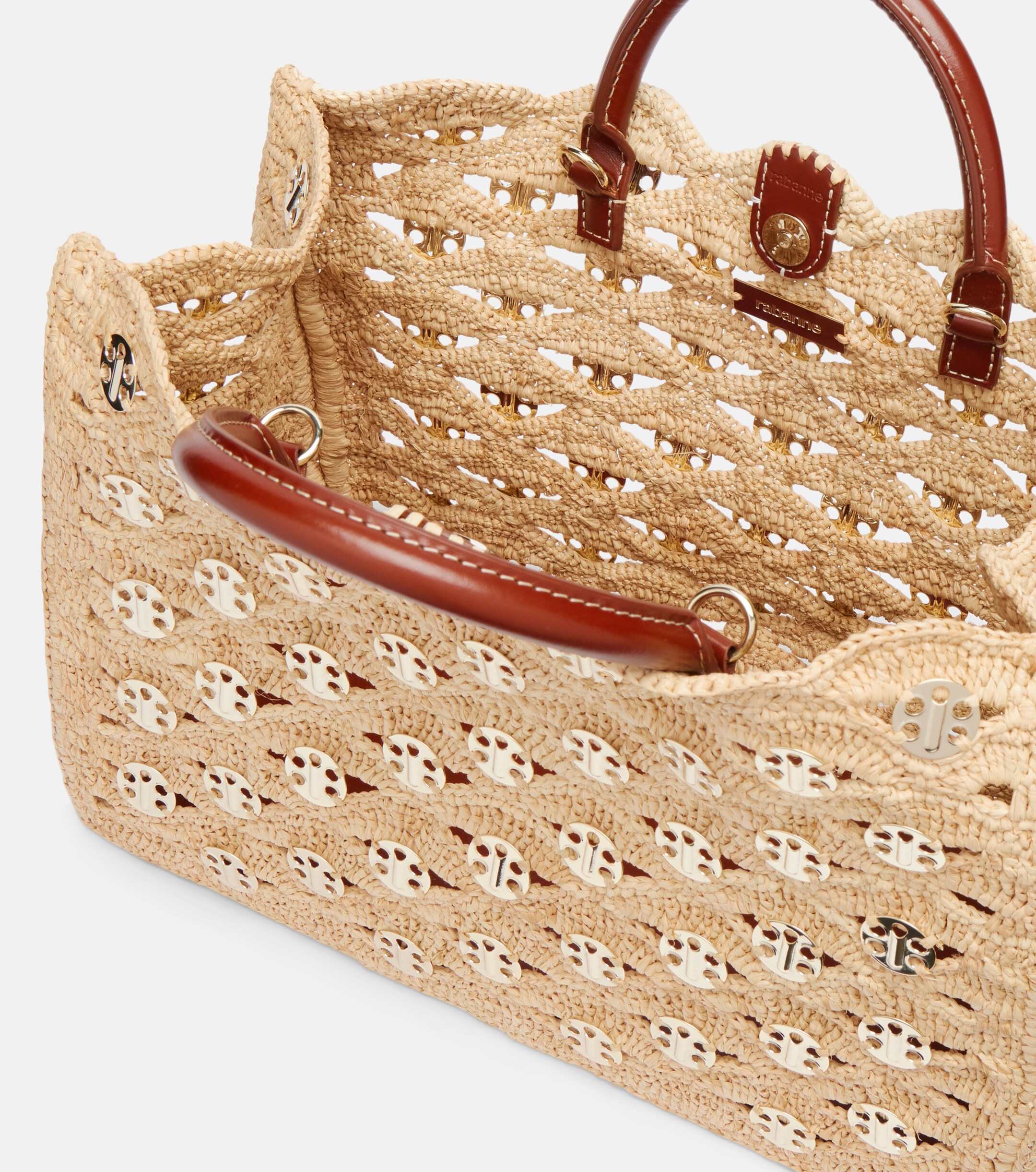 Rabanne 1969 embellished raffia tote bag