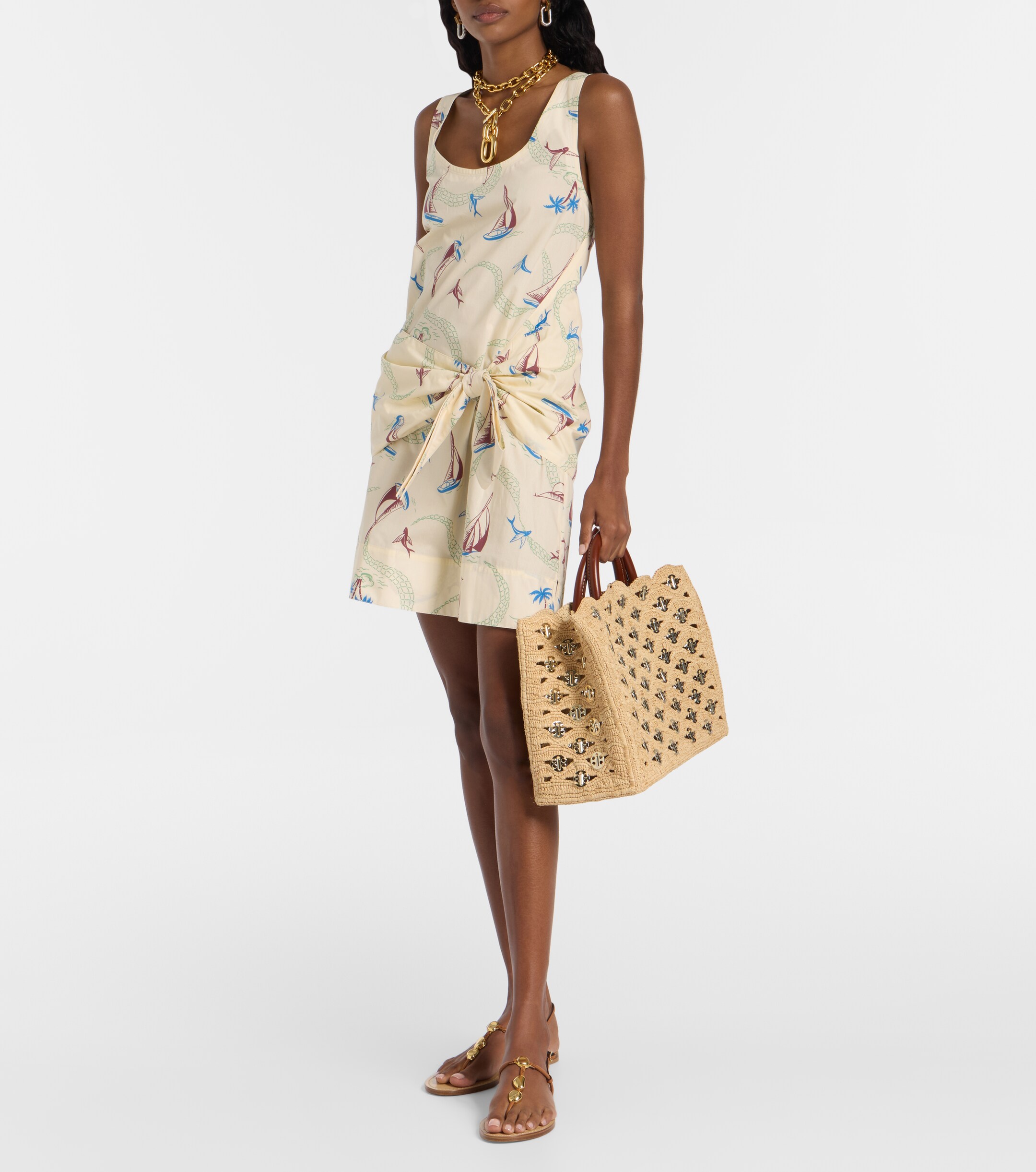 Rabanne 1969 embellished raffia tote bag