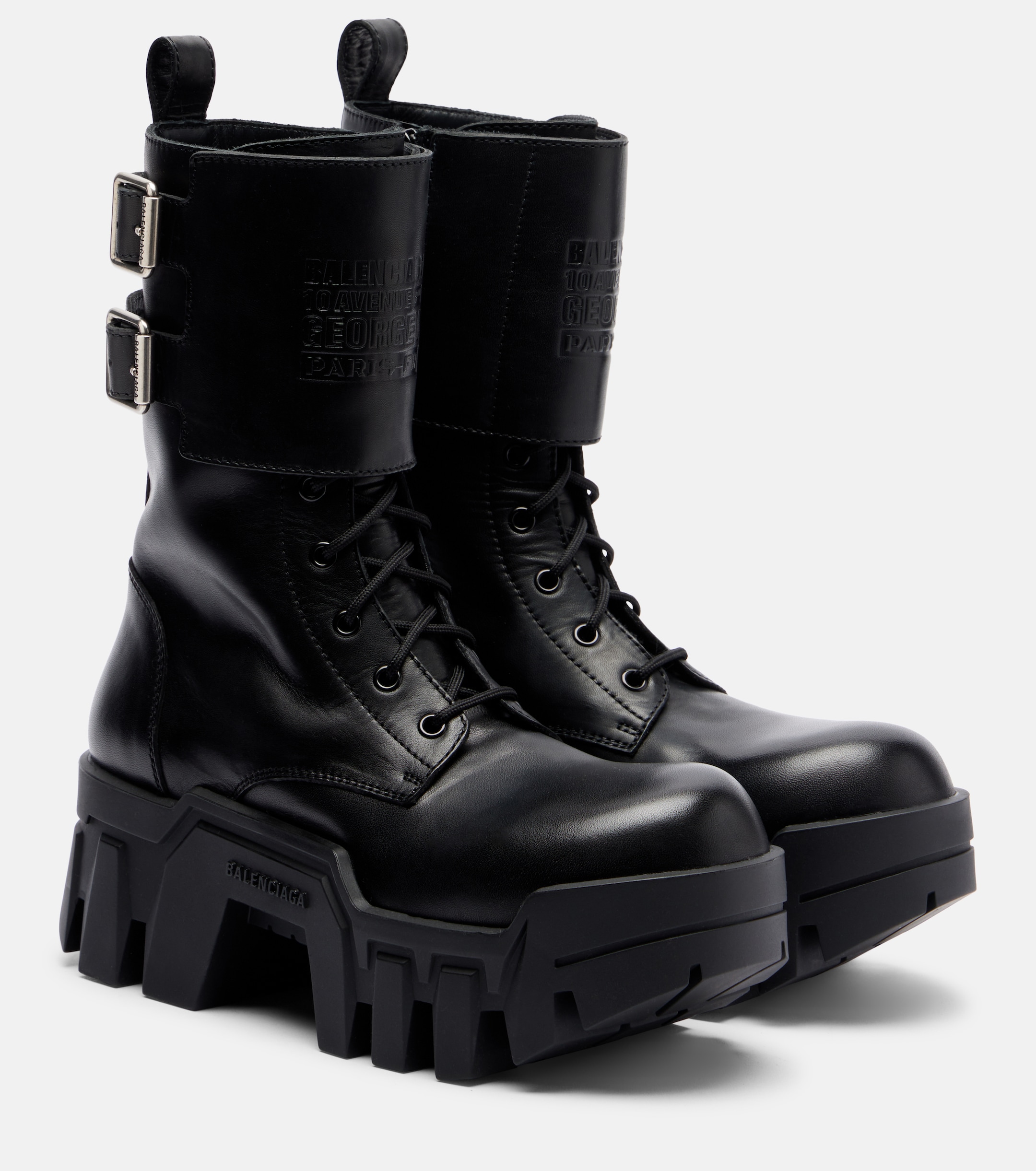 Balenciaga - Bulldozer 25 leather platform combat boots | Plush