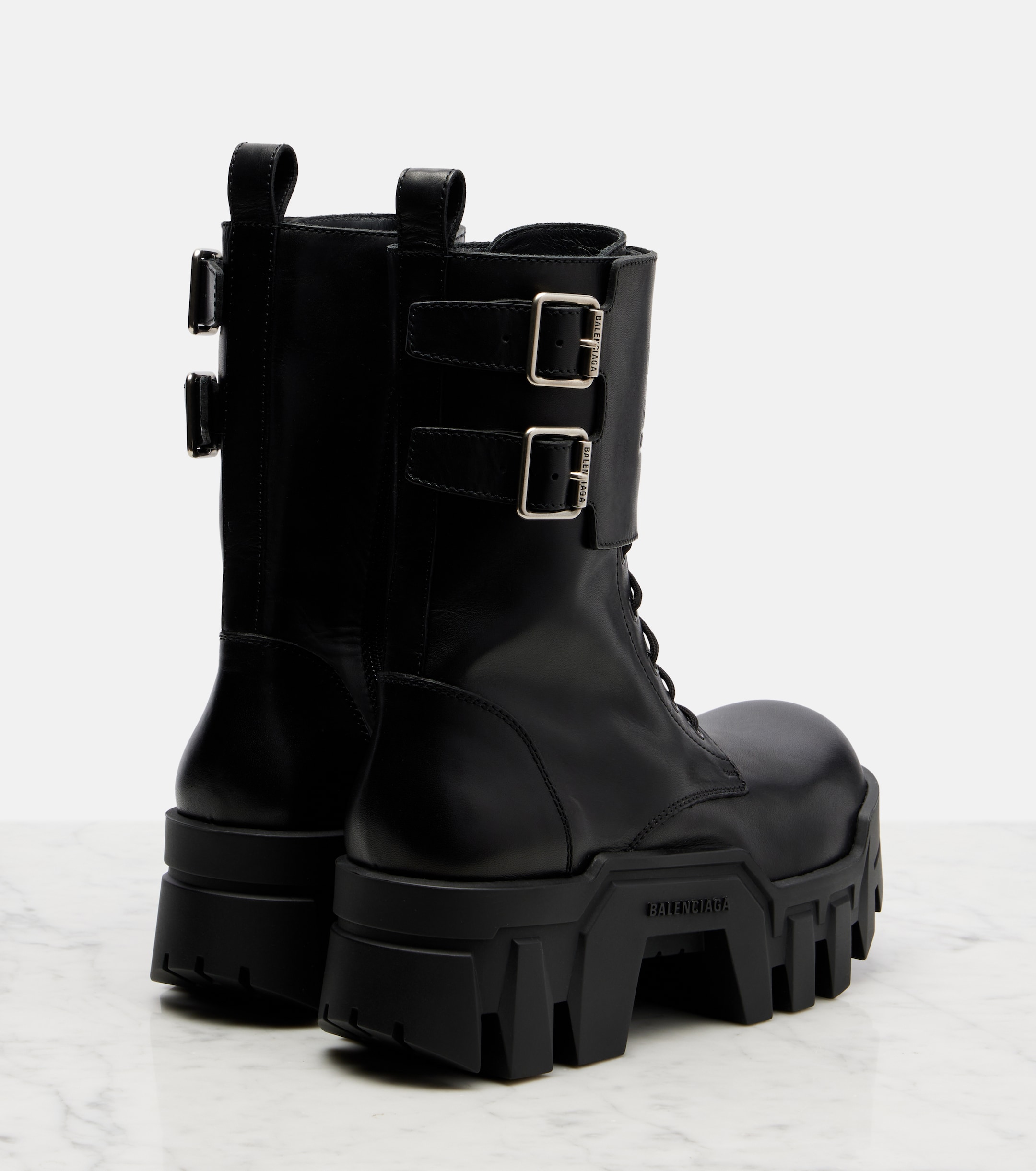 Balenciaga - Bulldozer 25 leather platform combat boots | Plush