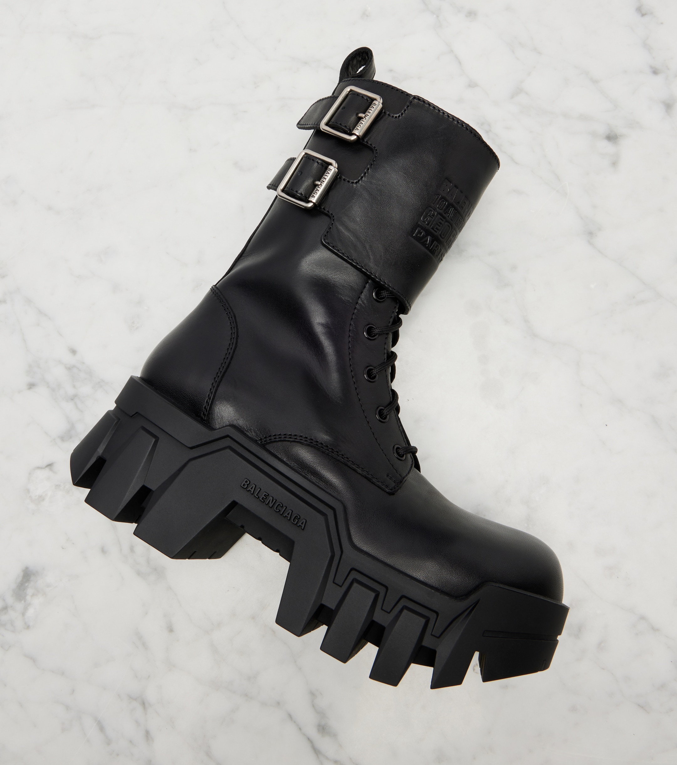 Balenciaga - Bulldozer 25 leather platform combat boots | Plush