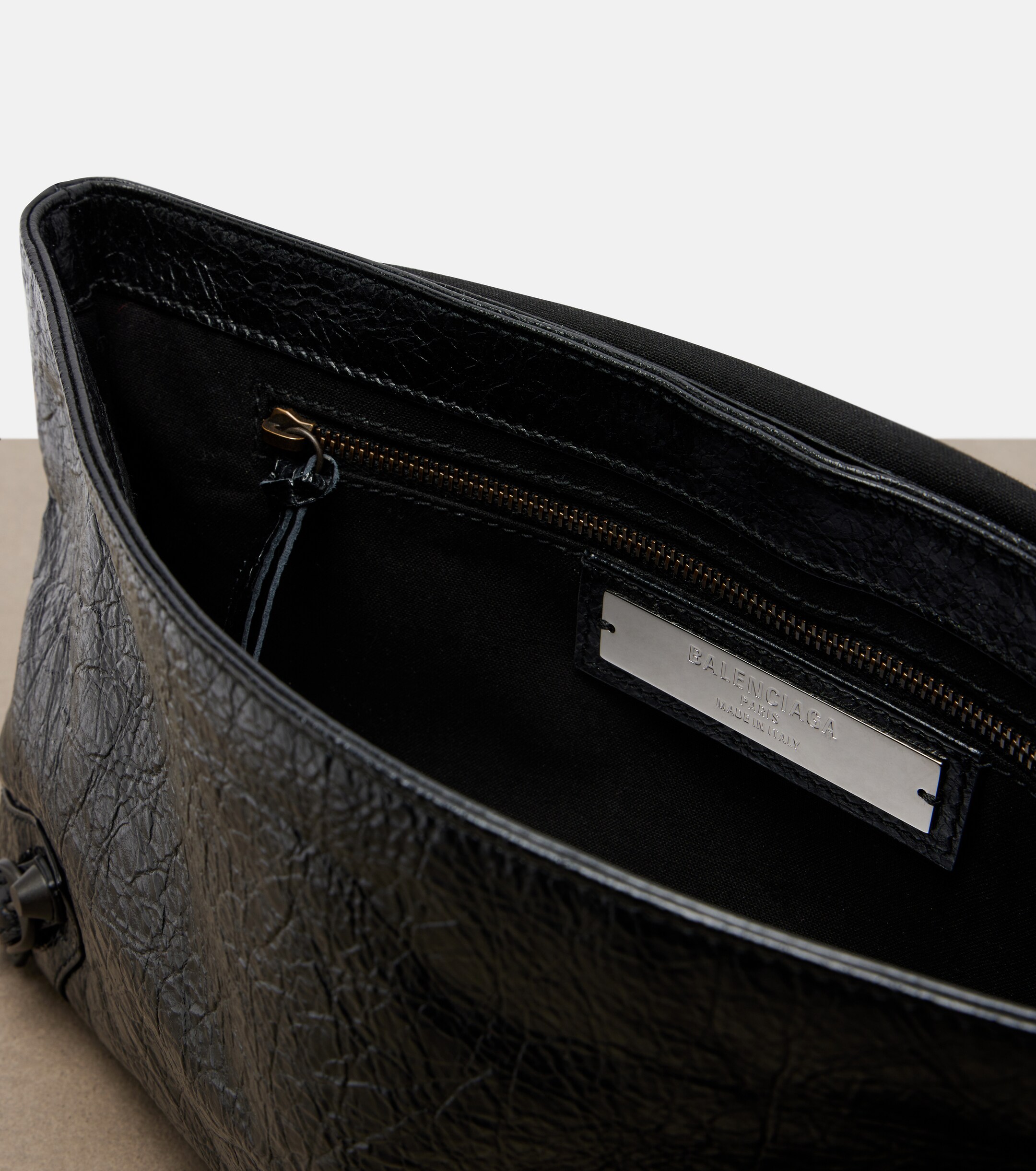 Balenciaga Le City leather clutch