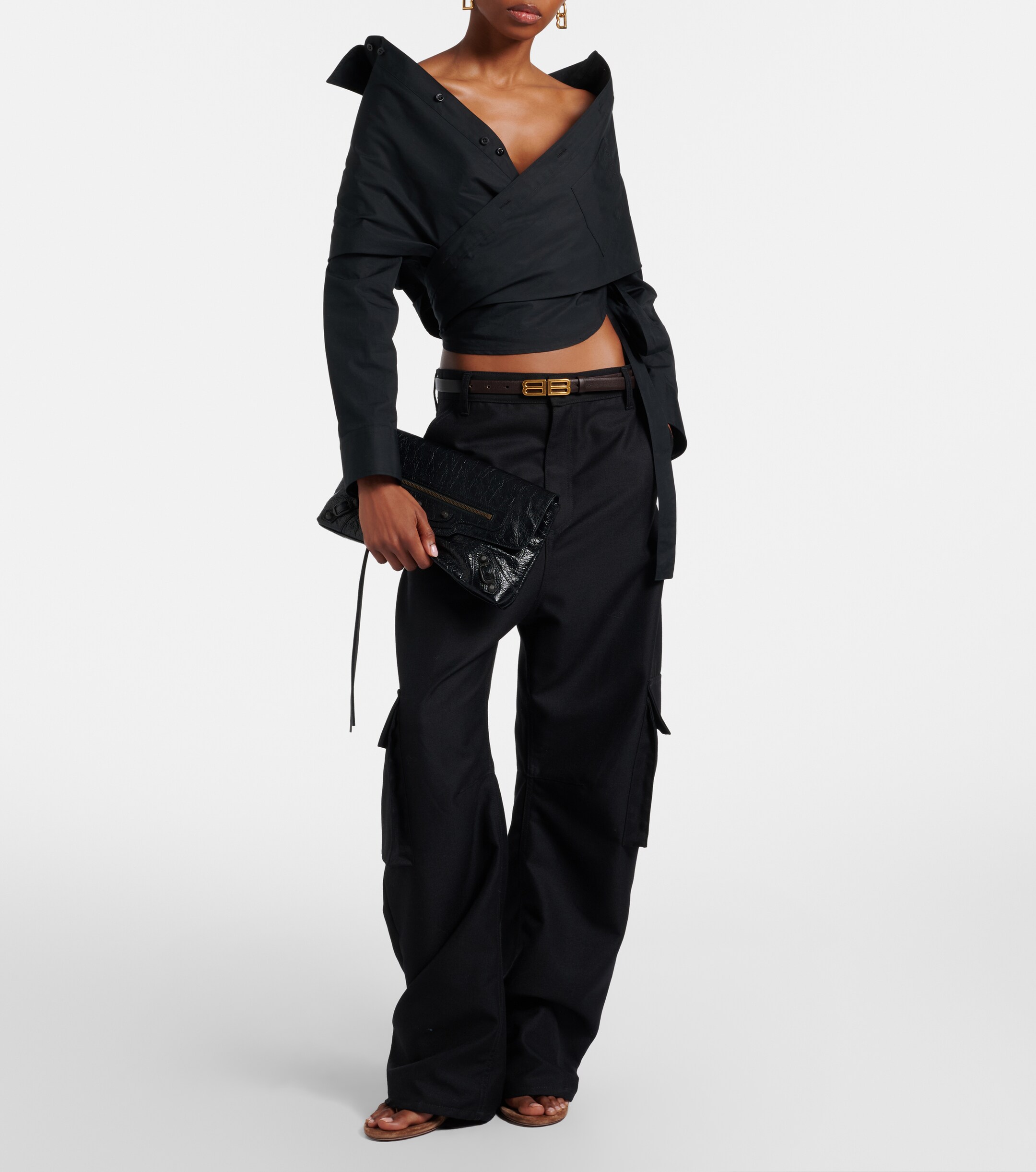 Balenciaga Le City leather clutch