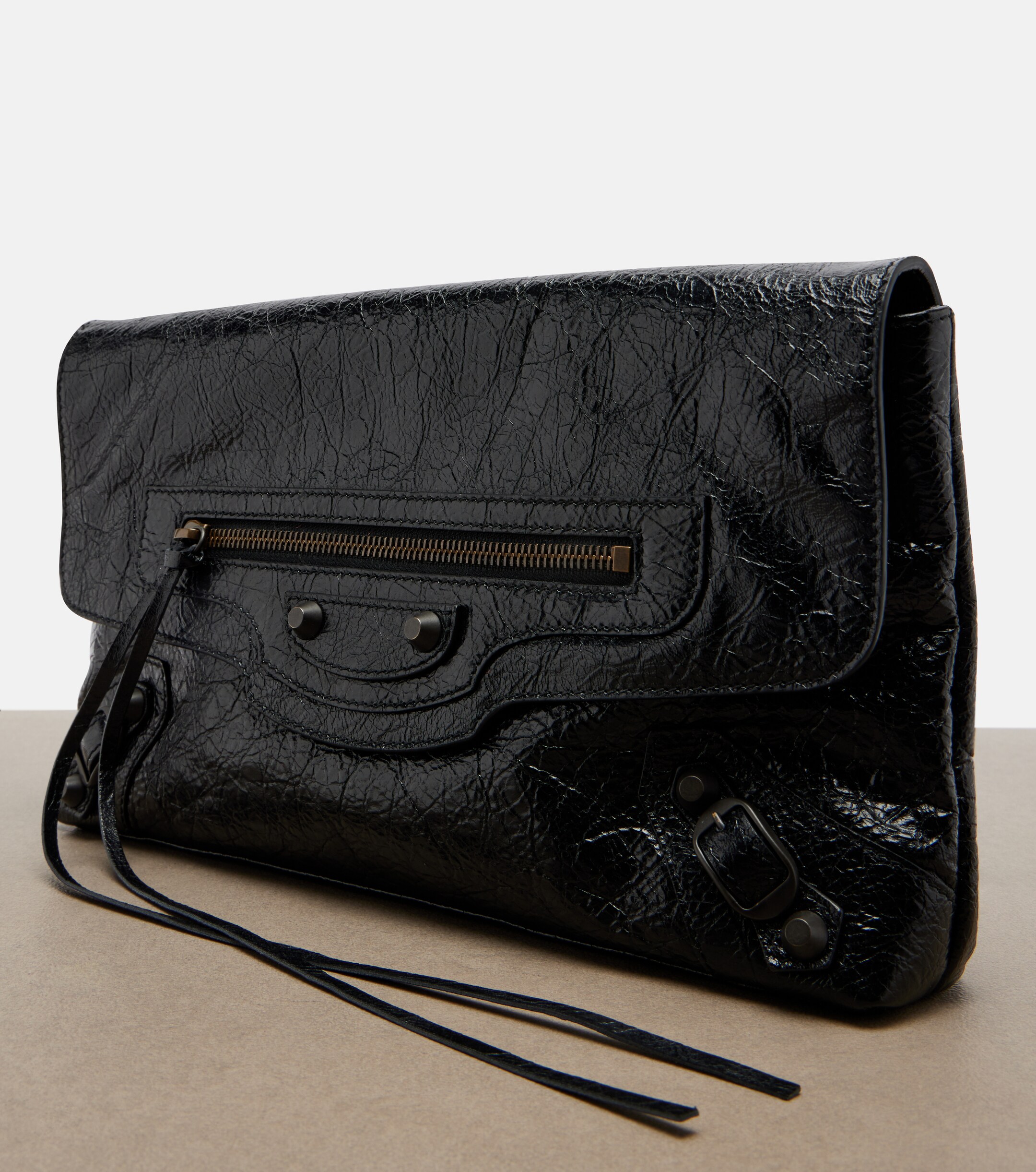 Balenciaga Le City leather clutch