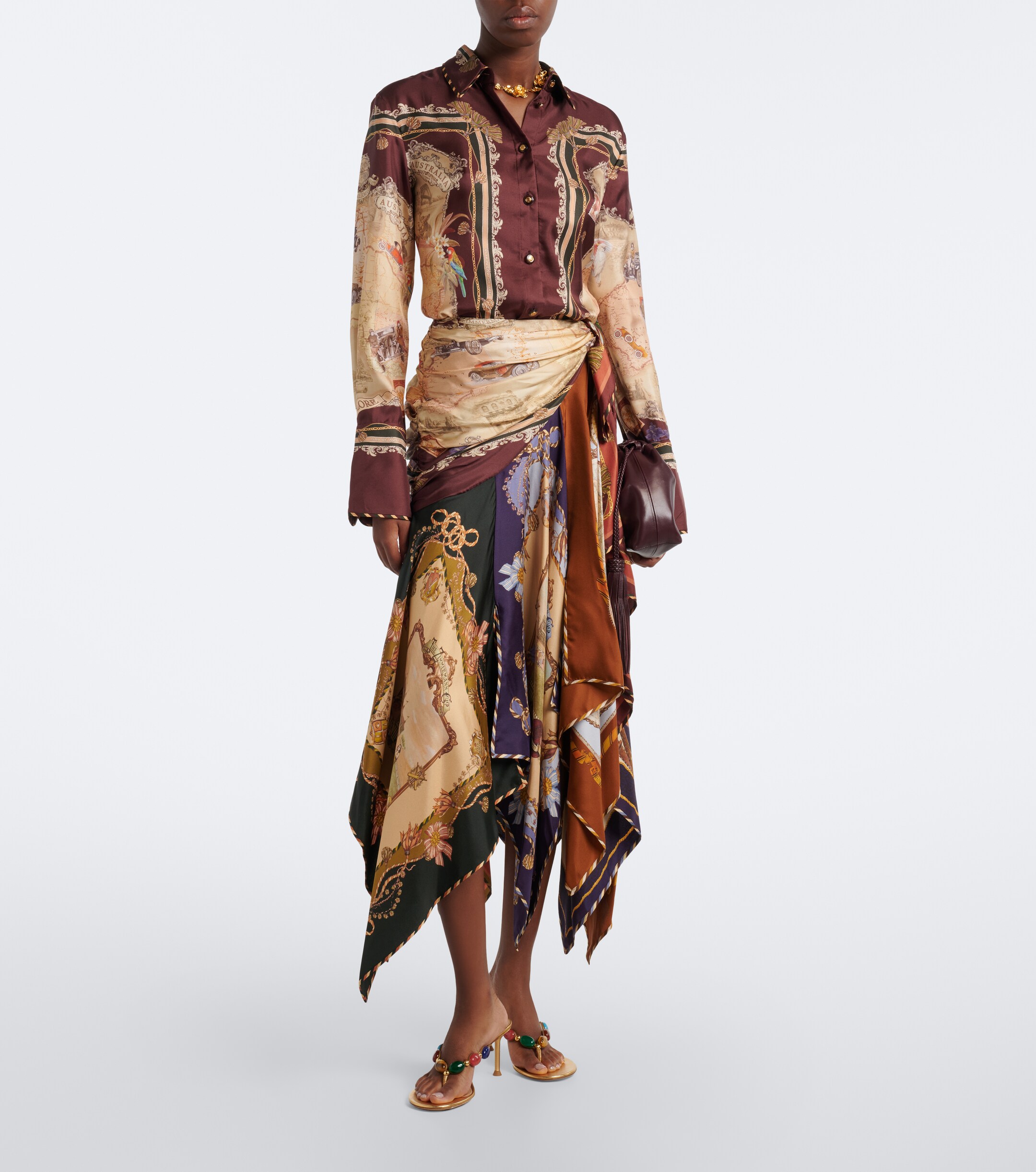 Zimmermann Zimmermann Valiant draped printed silk maxi skirt