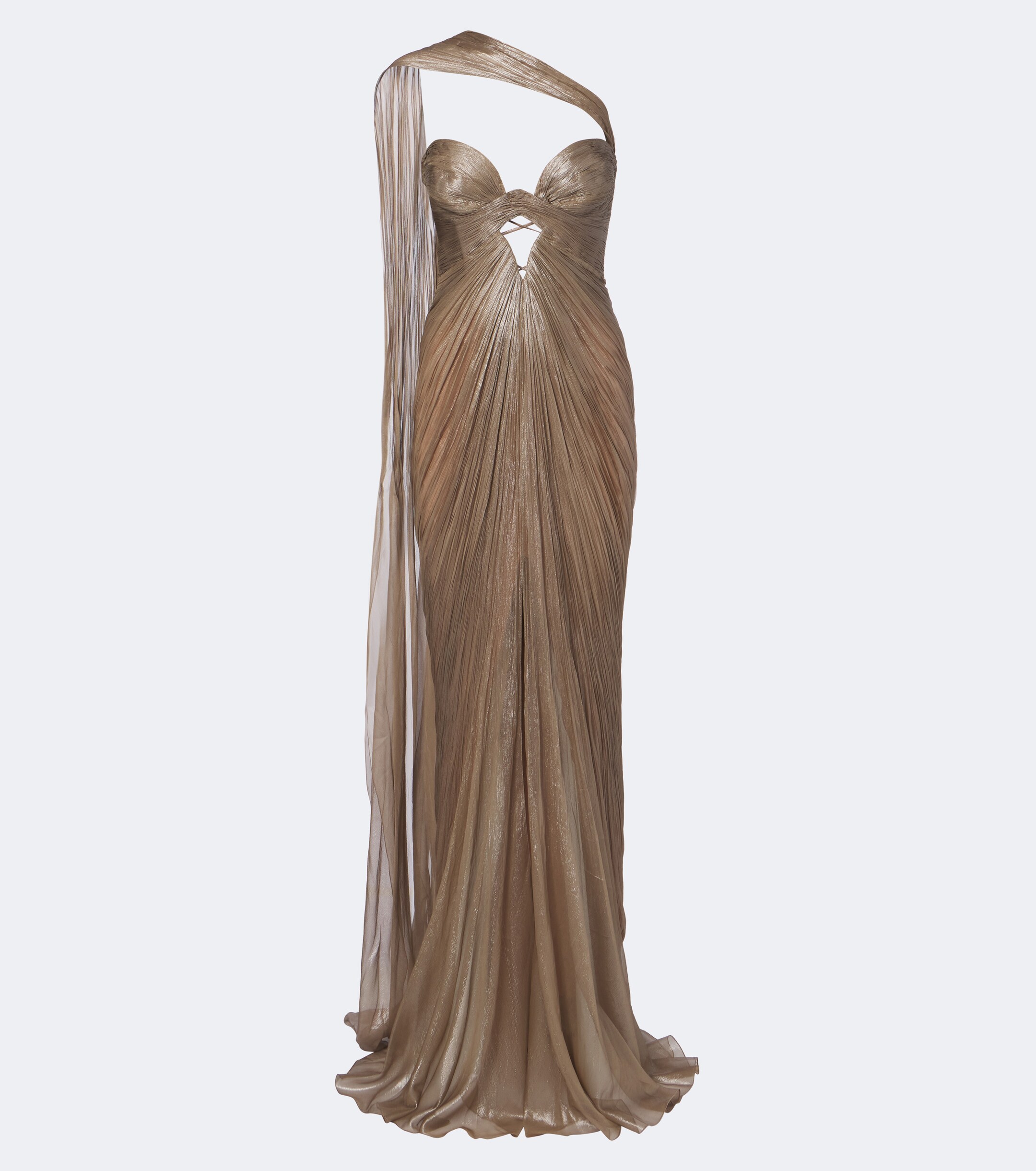 Maria Lucia Hohan Maria Lucia Hohan Morgan scarf-detail pleated silk bustier gown