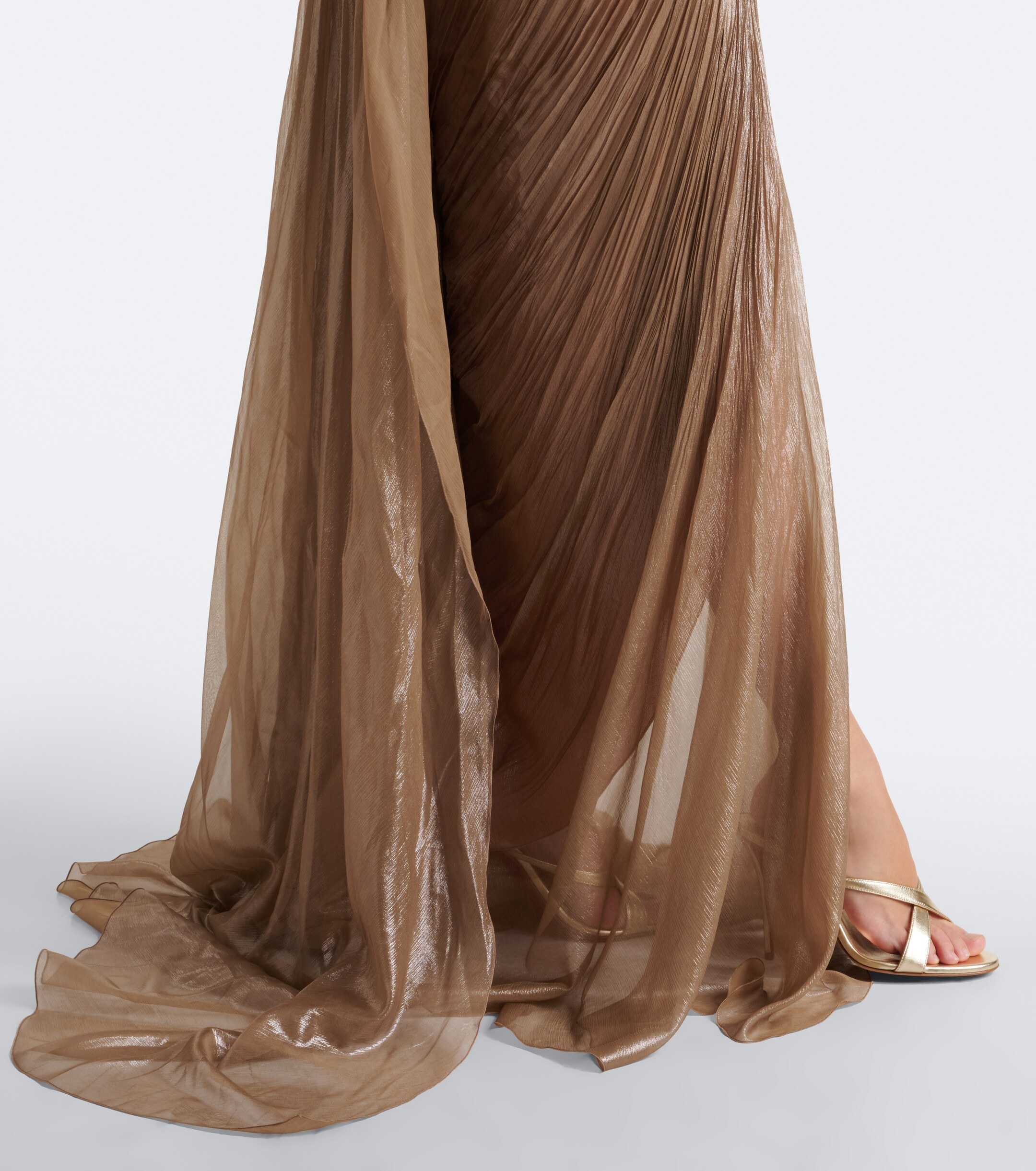 Maria Lucia Hohan Maria Lucia Hohan Morgan scarf-detail pleated silk bustier gown