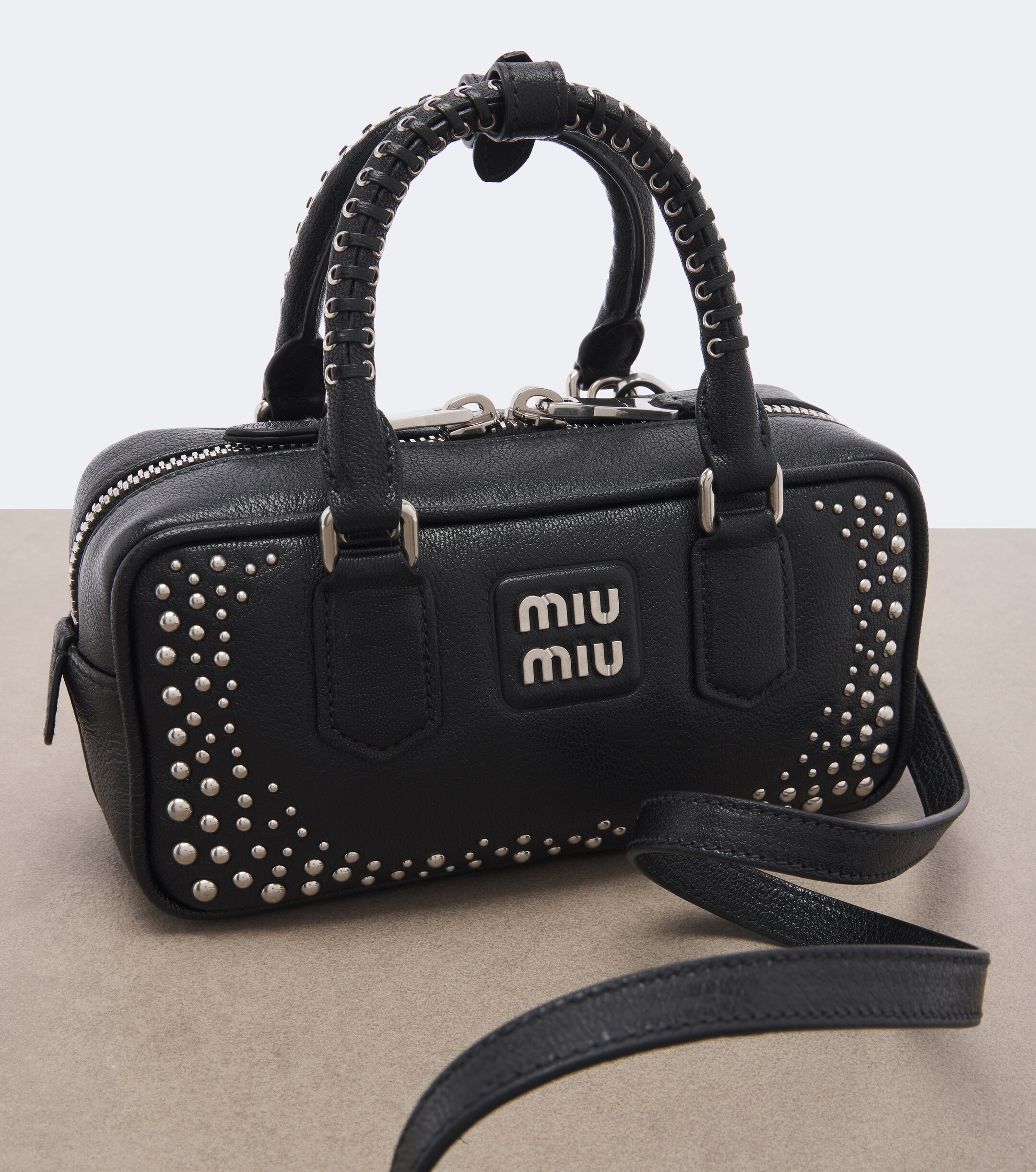 Miu Miu Miu Miu Arcadie studded leather top-handle bag