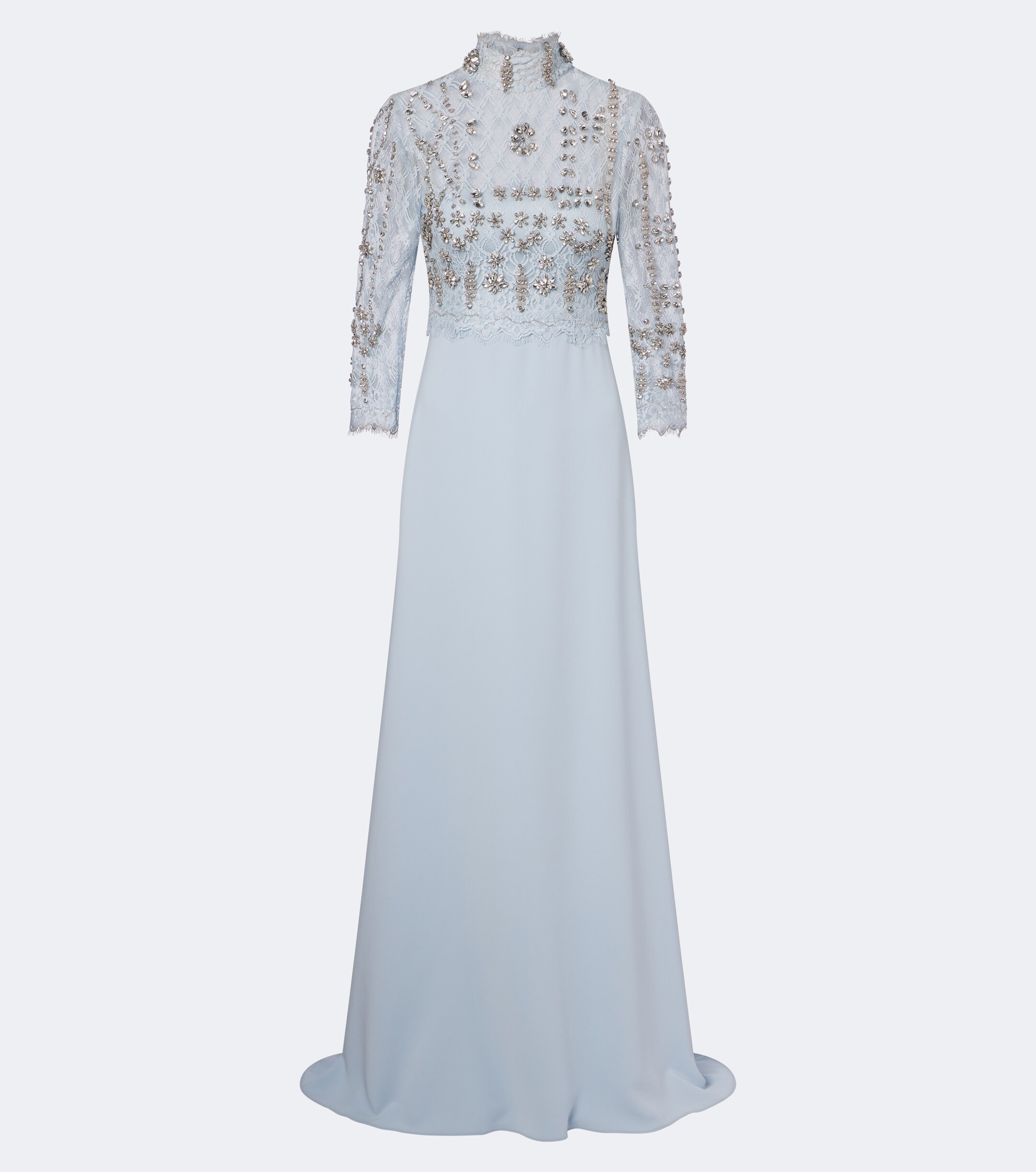 Costarellos Costarellos Brona embellished lace-paneled crêpe gown
