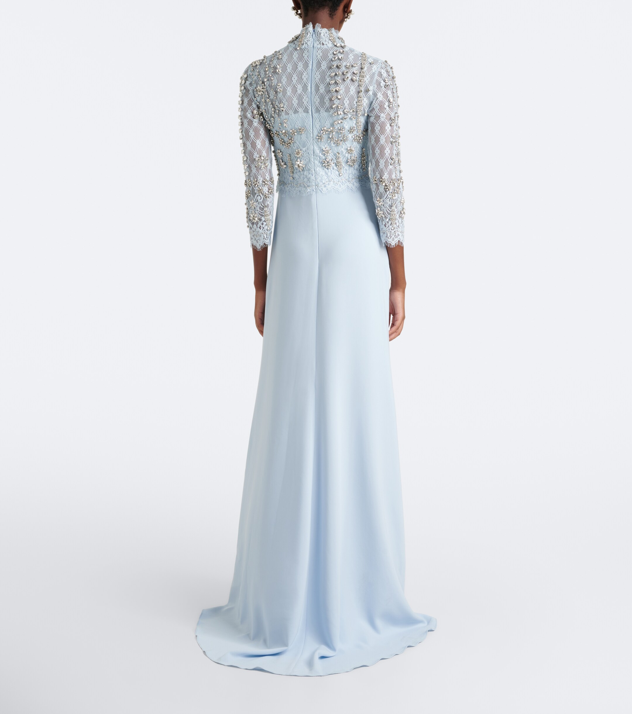 Costarellos Costarellos Brona embellished lace-paneled crêpe gown