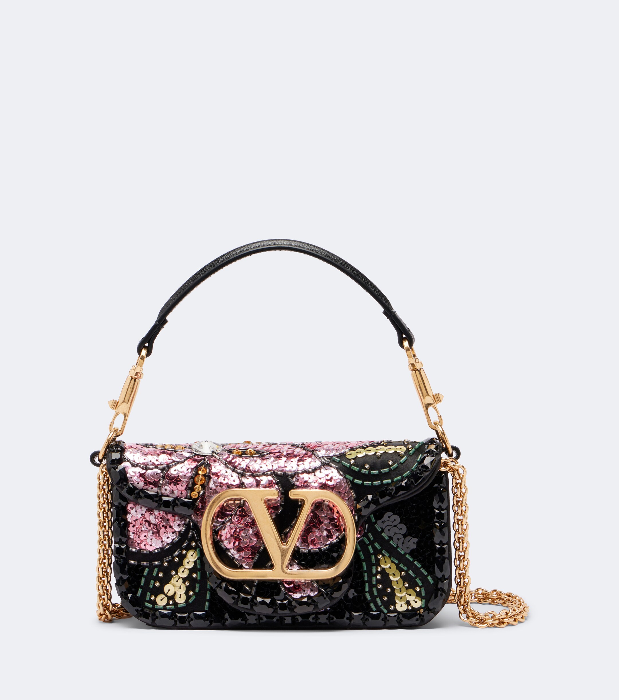 Valentino Garavani Locò Small embellished satin shoulder bag