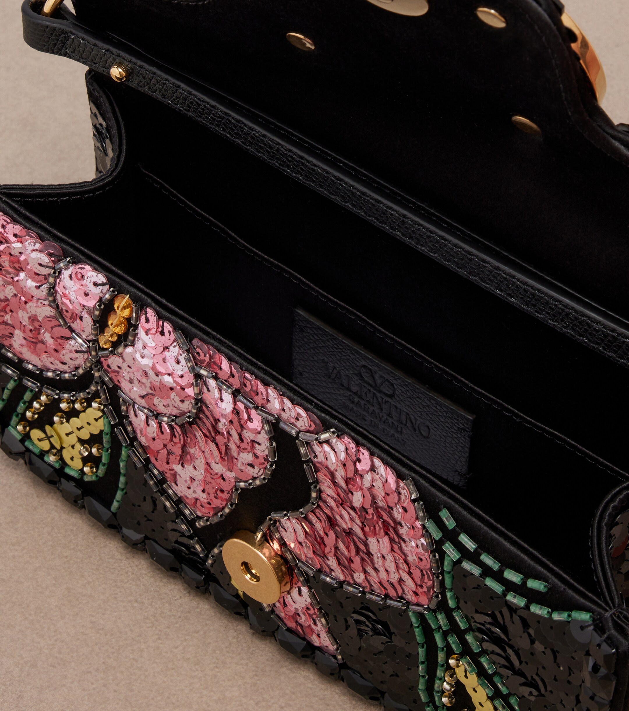 Valentino Garavani Locò Small embellished satin shoulder bag thumbnail