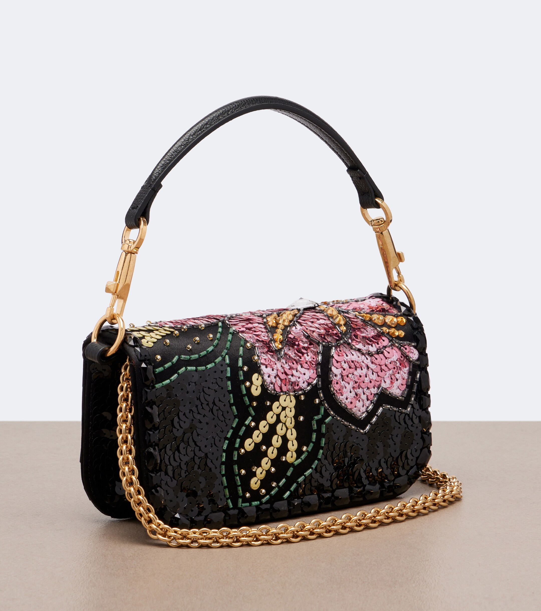 Valentino Garavani Locò Small embellished satin shoulder bag thumbnail