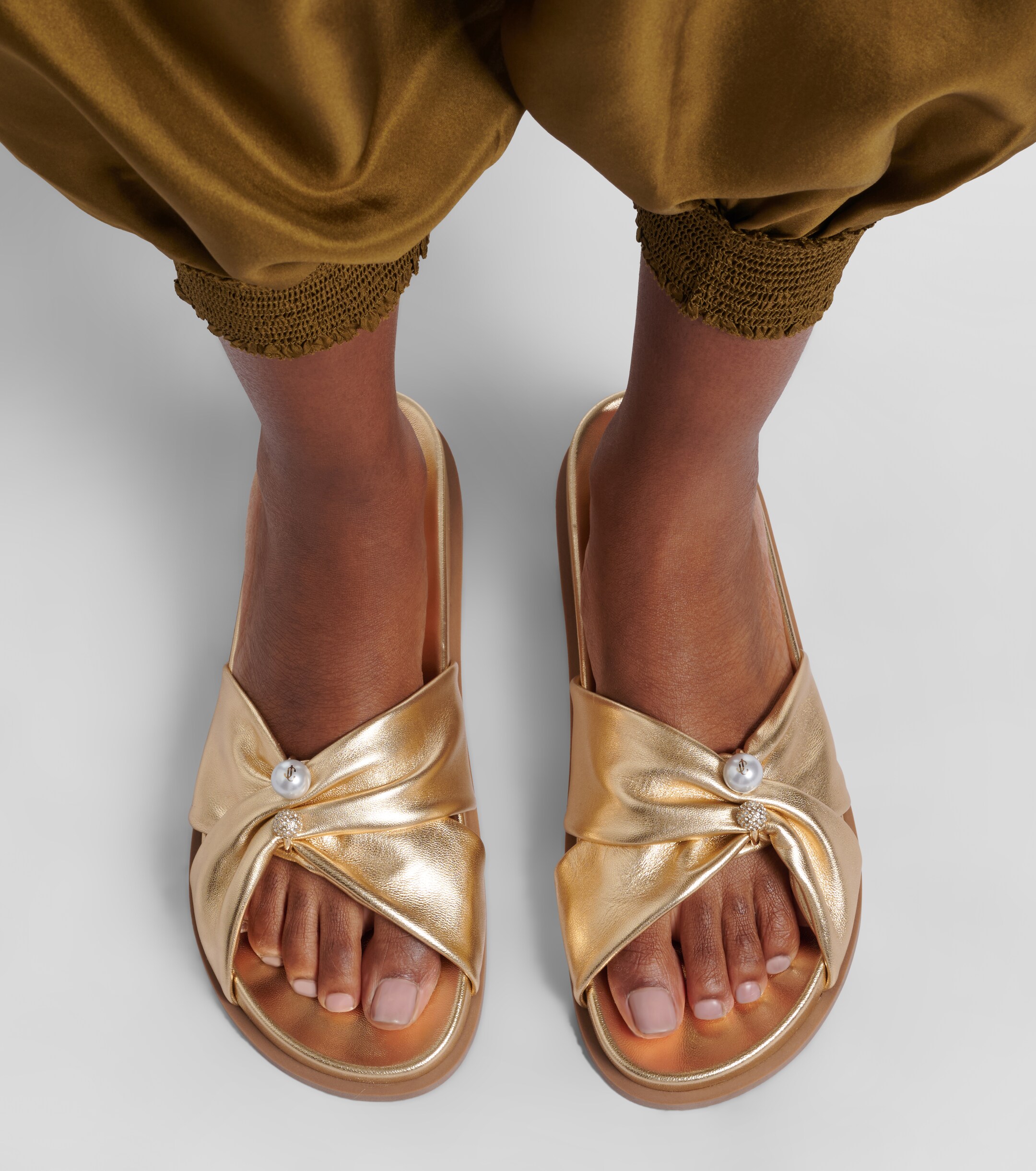 JIMMY CHOO Jimmy Choo Rafi embellished metallic leather sandals