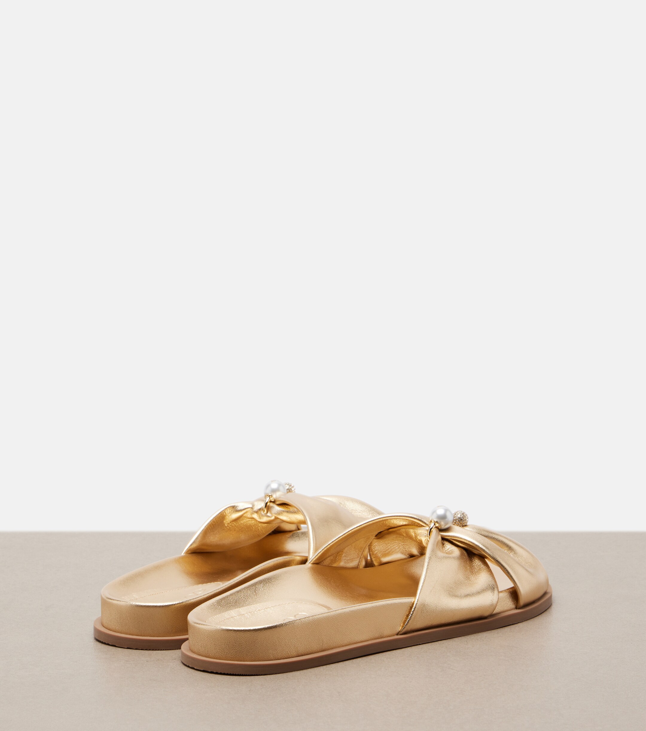 JIMMY CHOO Jimmy Choo Rafi embellished metallic leather sandals