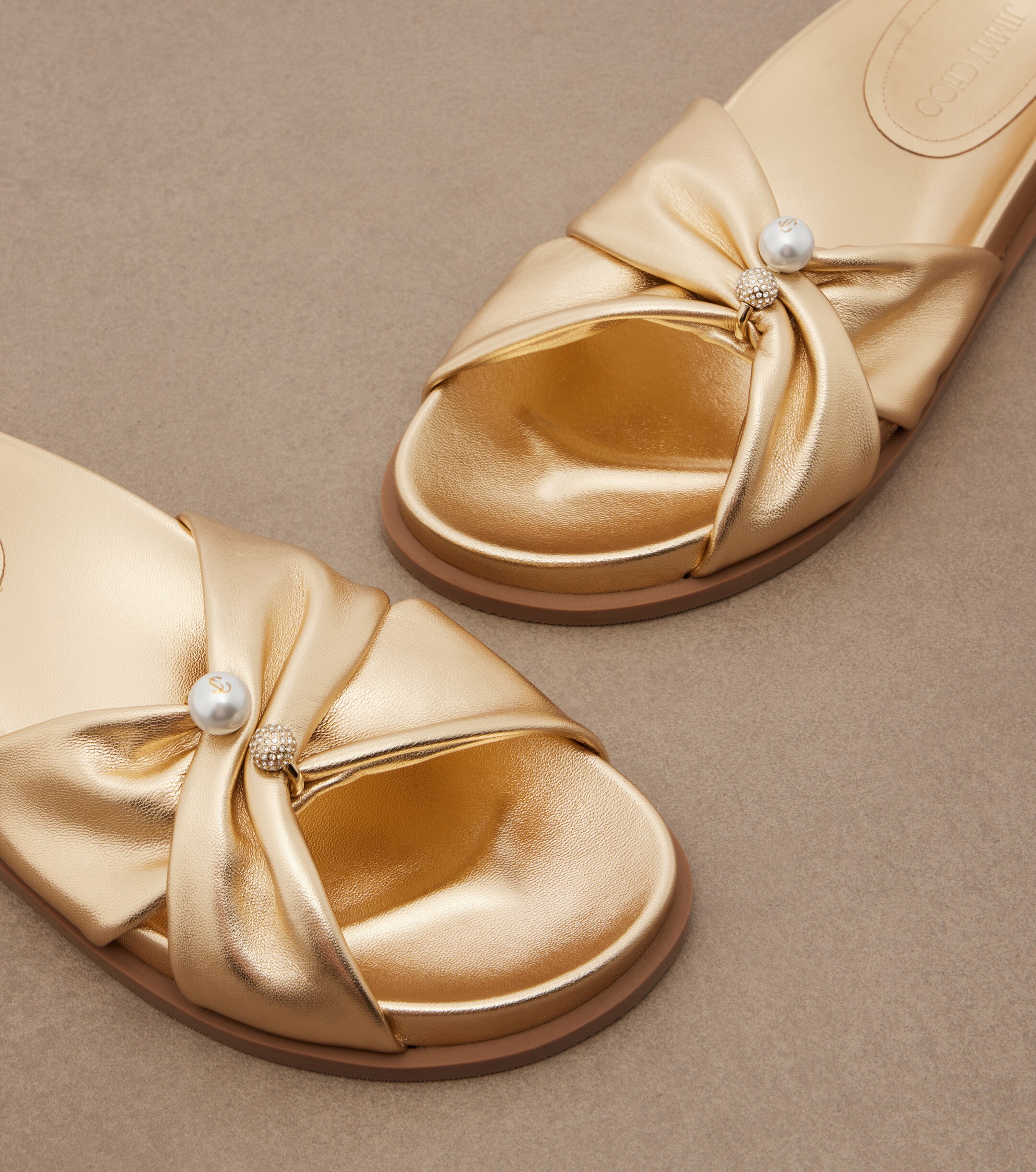 JIMMY CHOO Jimmy Choo Rafi embellished metallic leather sandals
