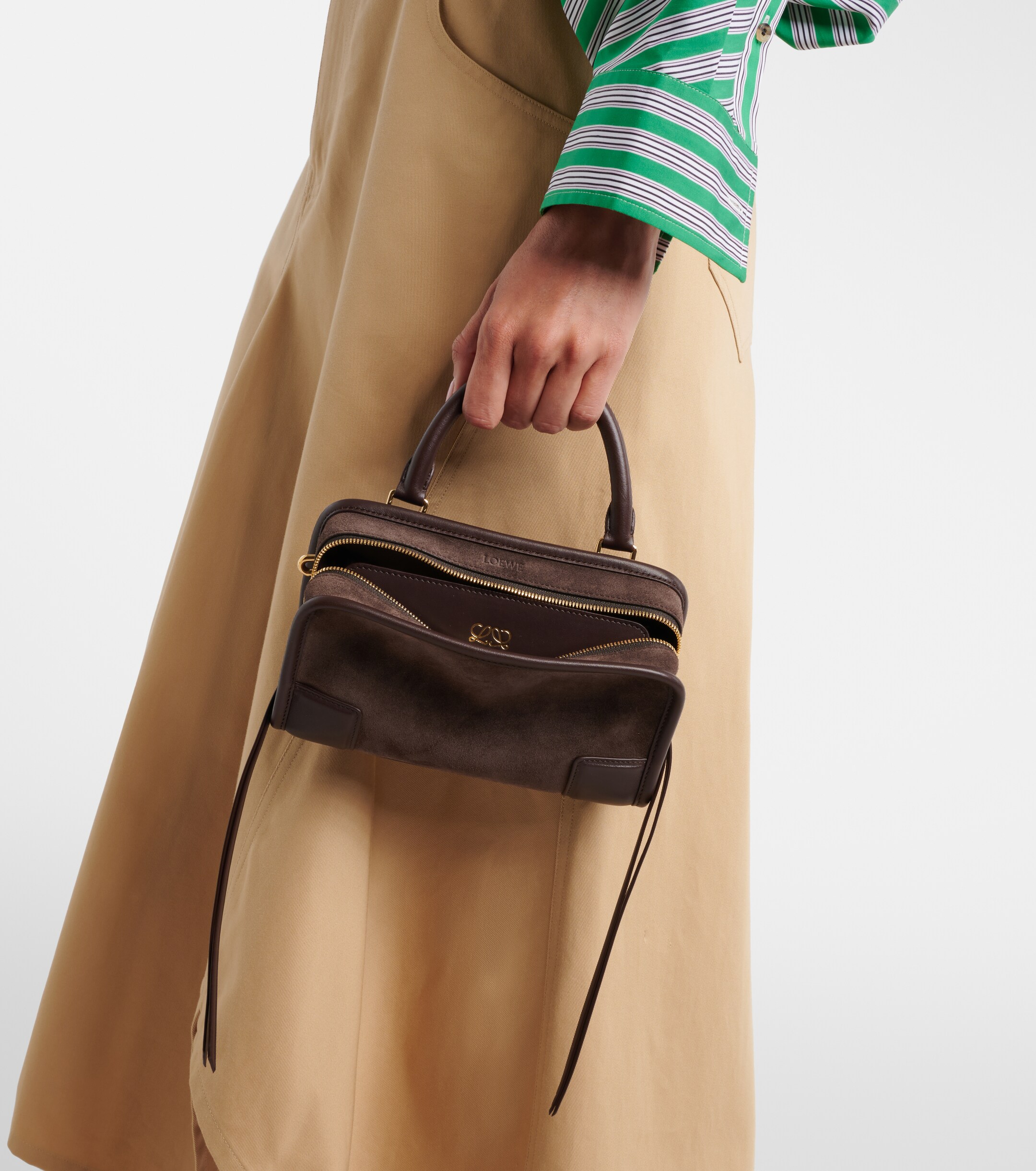 Loewe Loewe Amazona 180 Mini suede top-handle bag