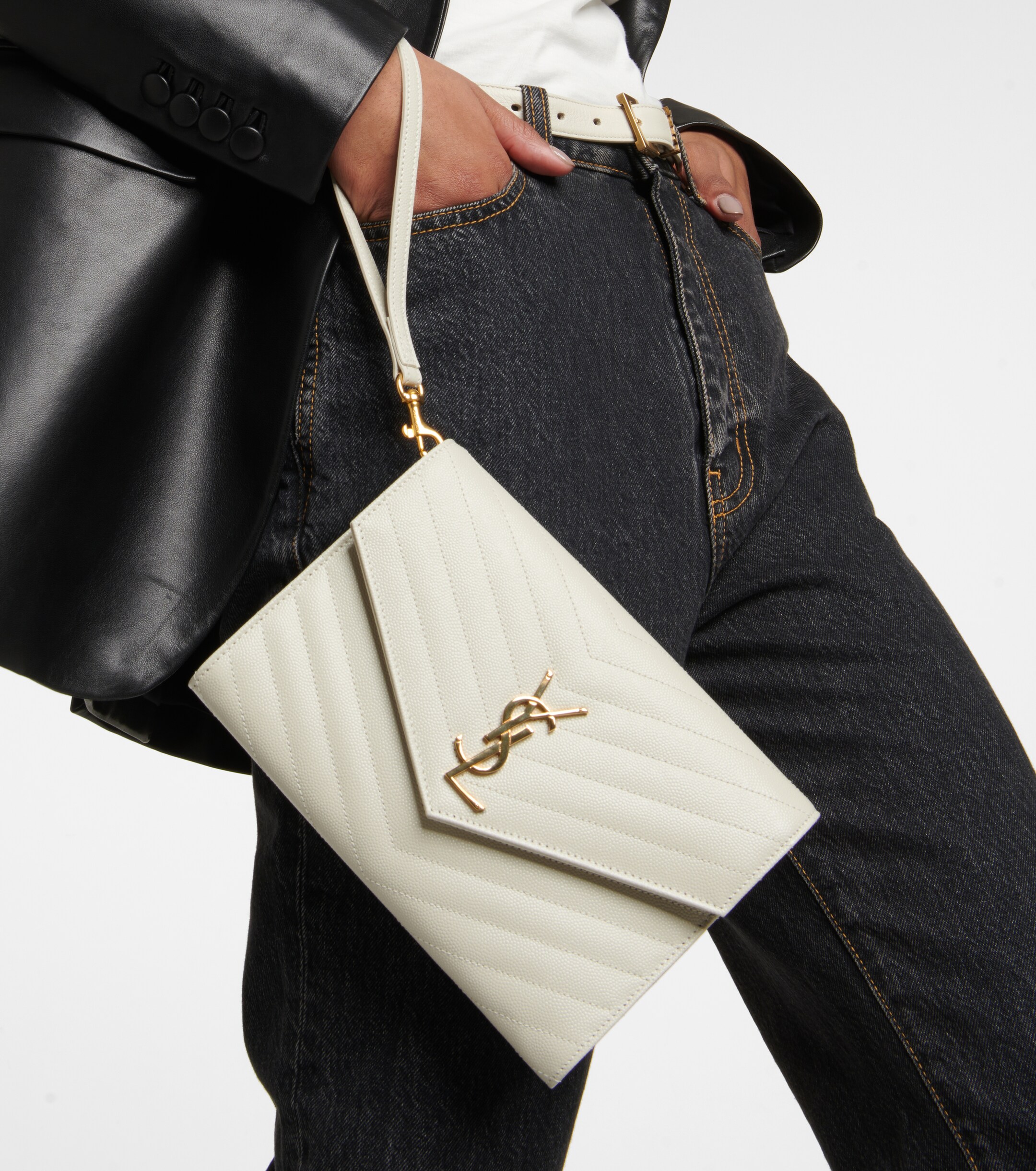 Saint Laurent Saint Laurent Cassandre Small matelassé leather clutch