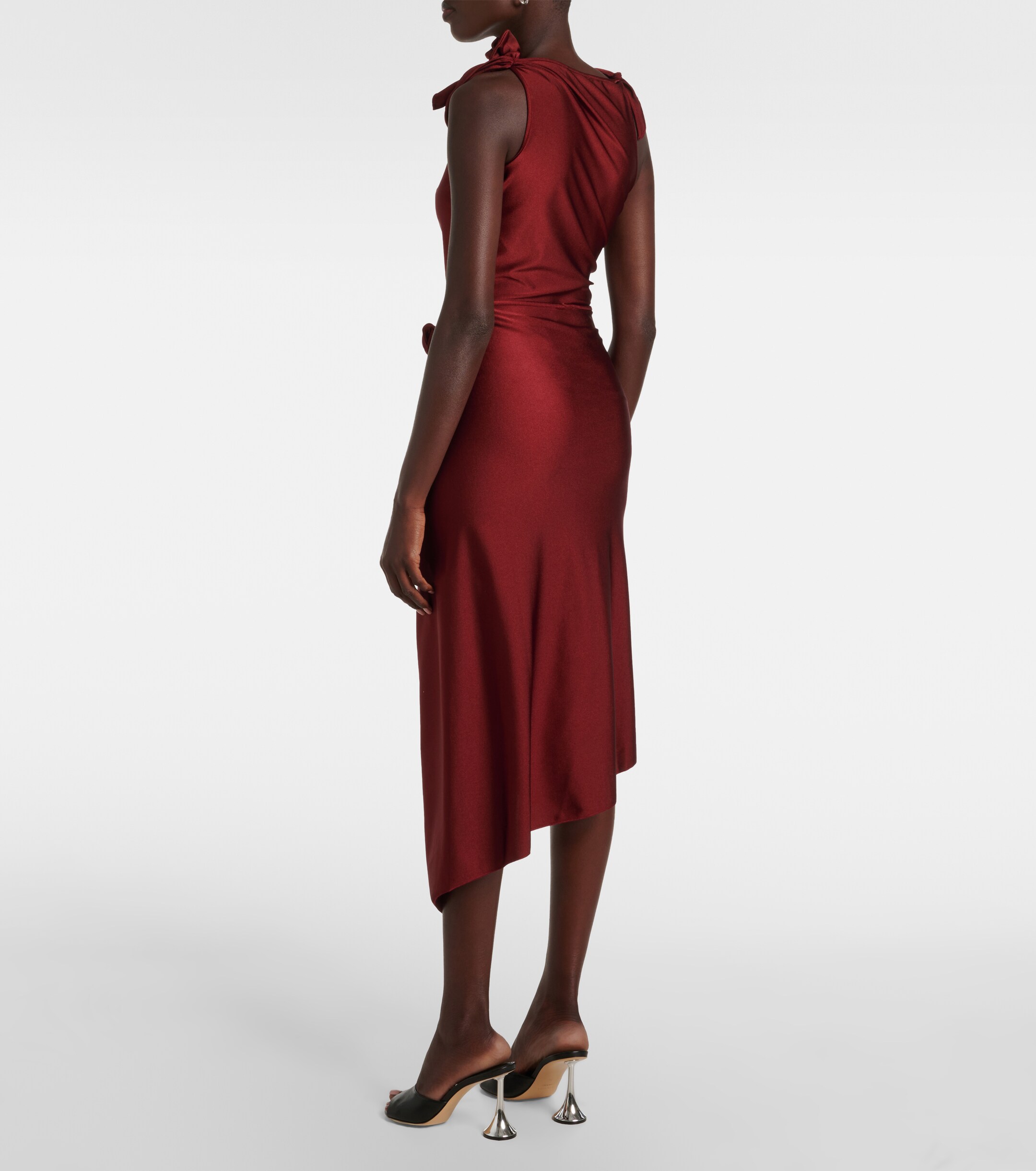Coperni Floral-appliqué asymmetric midi skirt