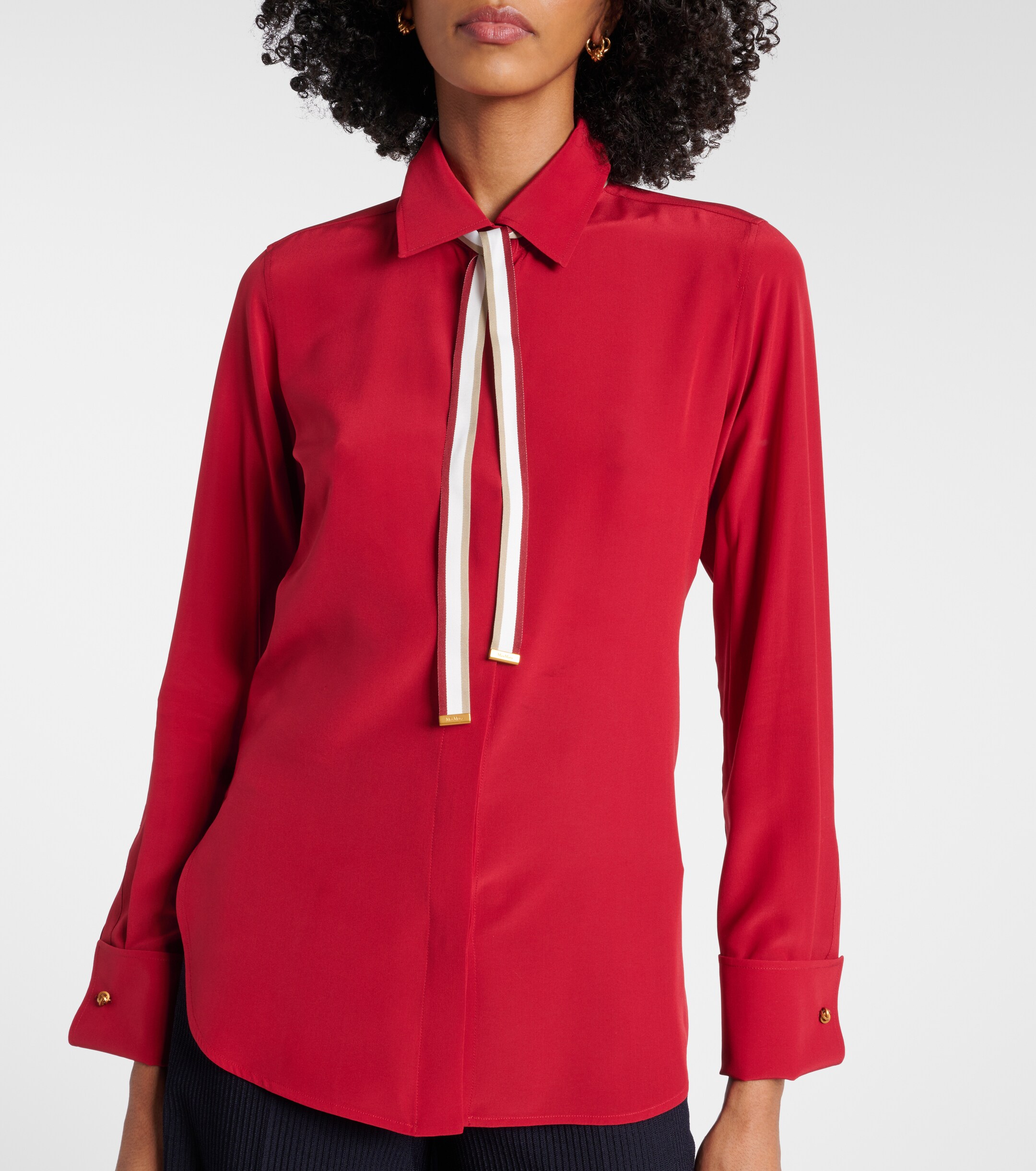 Max Mara Apollo bow-detail silk crêpe blouse